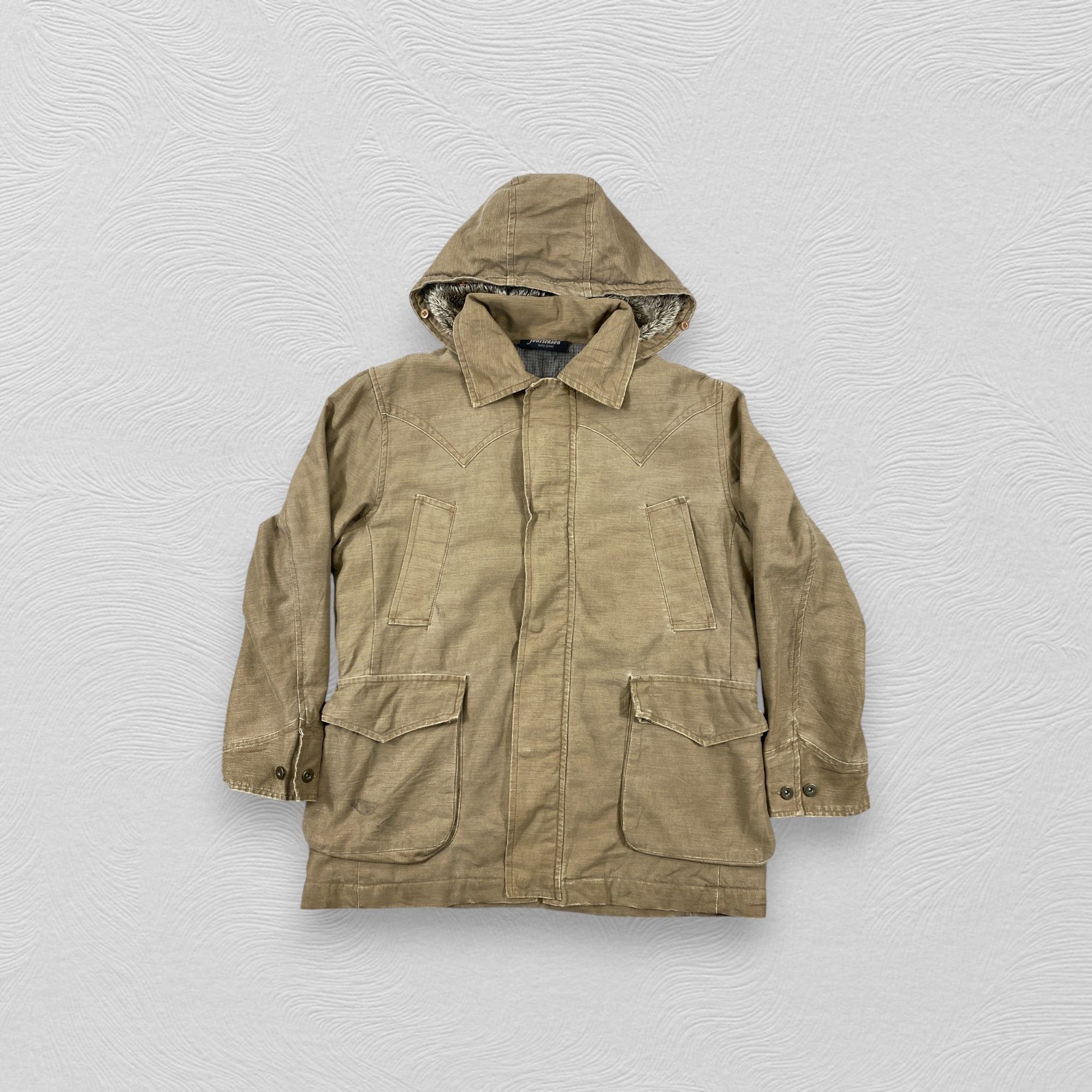 Japanese Brand Fourseason Zipper Multi Pocket Hoodie Jacket -J186 Size US M / EU 48-50 / 2 - 1 Thumbnail