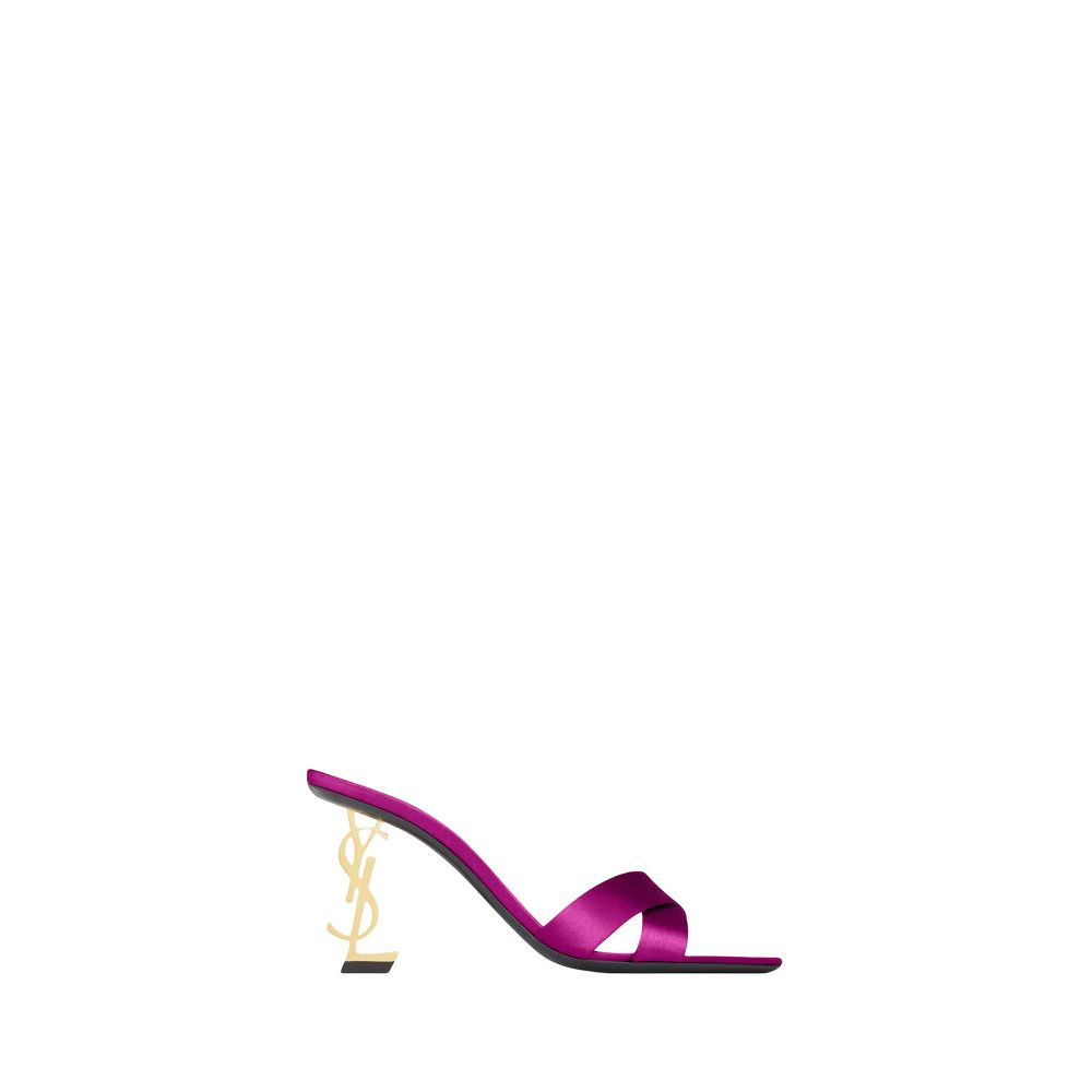 SAINT LAURENT Opyum $1300 Fuchsia Satin Crepe 85mm Mules New