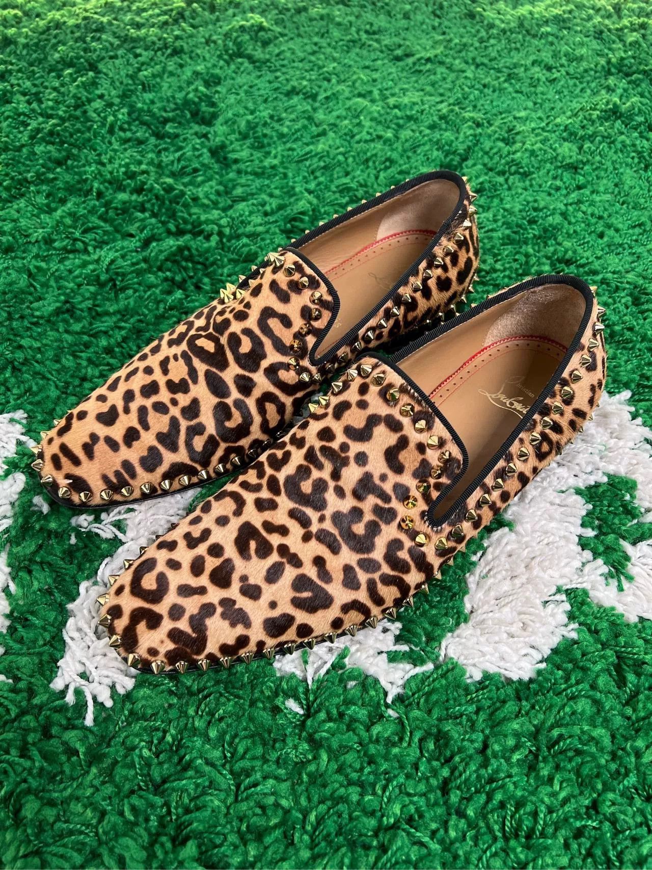 Christian Louboutin Christian Louboutin Leopard Gold Stud Red Sole Size US 8.5 / IT 38.5 - 1 Thumbnail