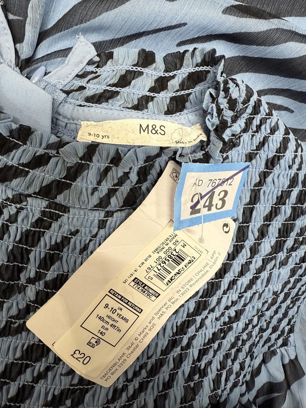 M.E. Sport M&S Blue and Black Zebra Print Long Sleeve Dress Size ONE SIZE - 4 Thumbnail