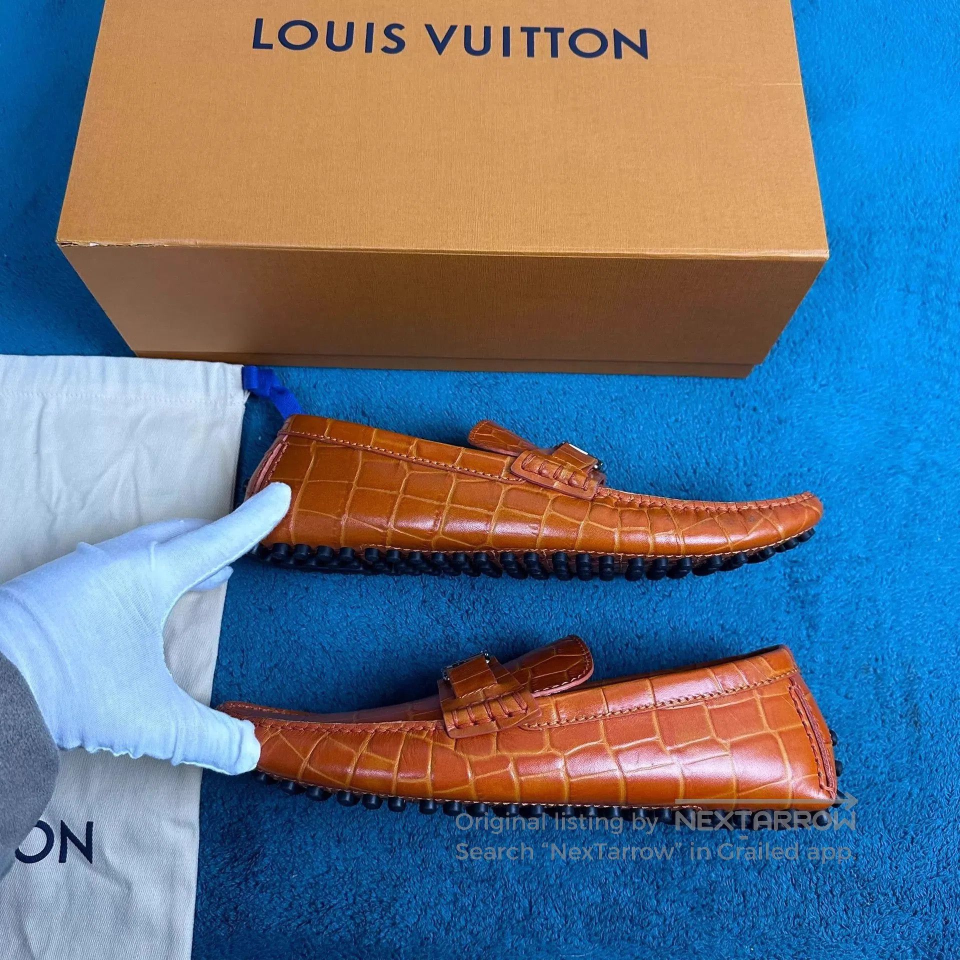 Louis Vuitton Orange Crocodile Pattern Slip. Size US 8 / EU 41 - 2 Thumbnail