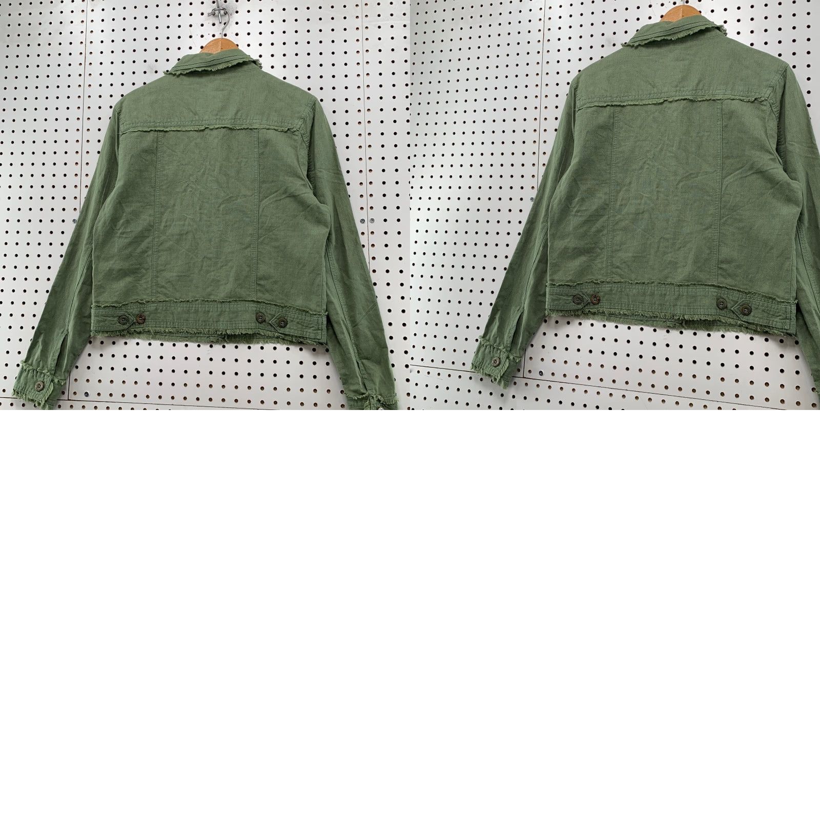 Vintage Salt Creek Linen Blend Jacket Womens Medium Green Military Distressed Style Size M / US 6-8 / IT 42-44 - 9 Thumbnail