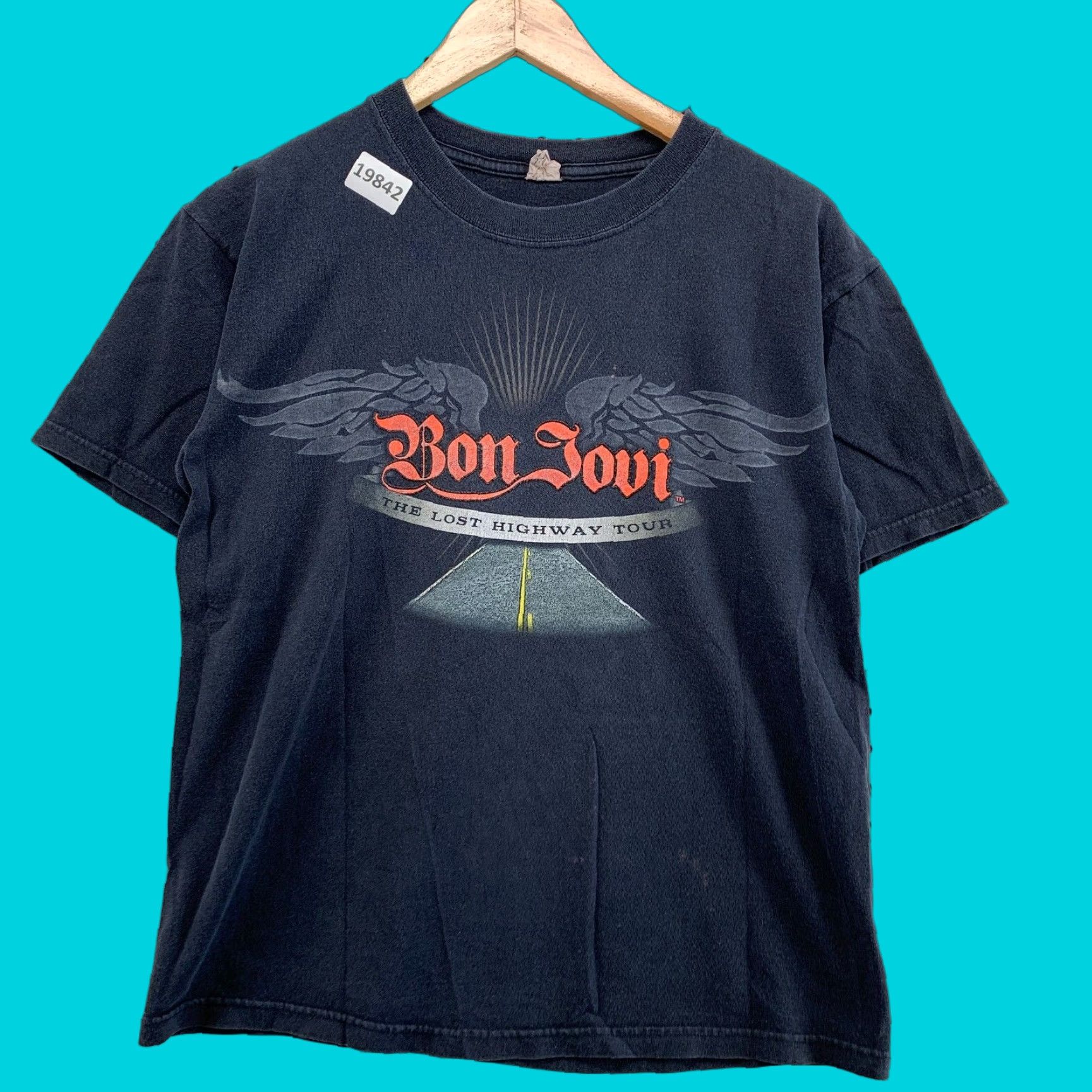 Anvil VINTAGE Bon Jovi Tour T-Shirt Mens M Black Rock Music Band The Lost Highway 2008 Short Sleeve Classic Tee Size US M / EU 48-50 / 2 - 1 Thumbnail