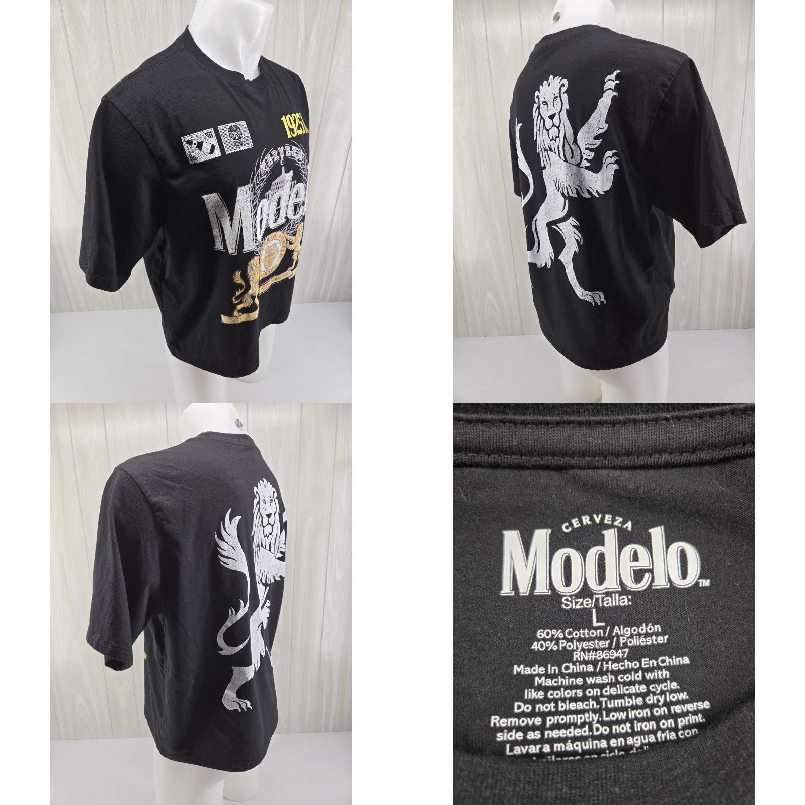Vintage Modelo Short DBL Sided Graphic T Shirt Mens Size Large Black Size US L / EU 52-54 / 3 - 8 Thumbnail