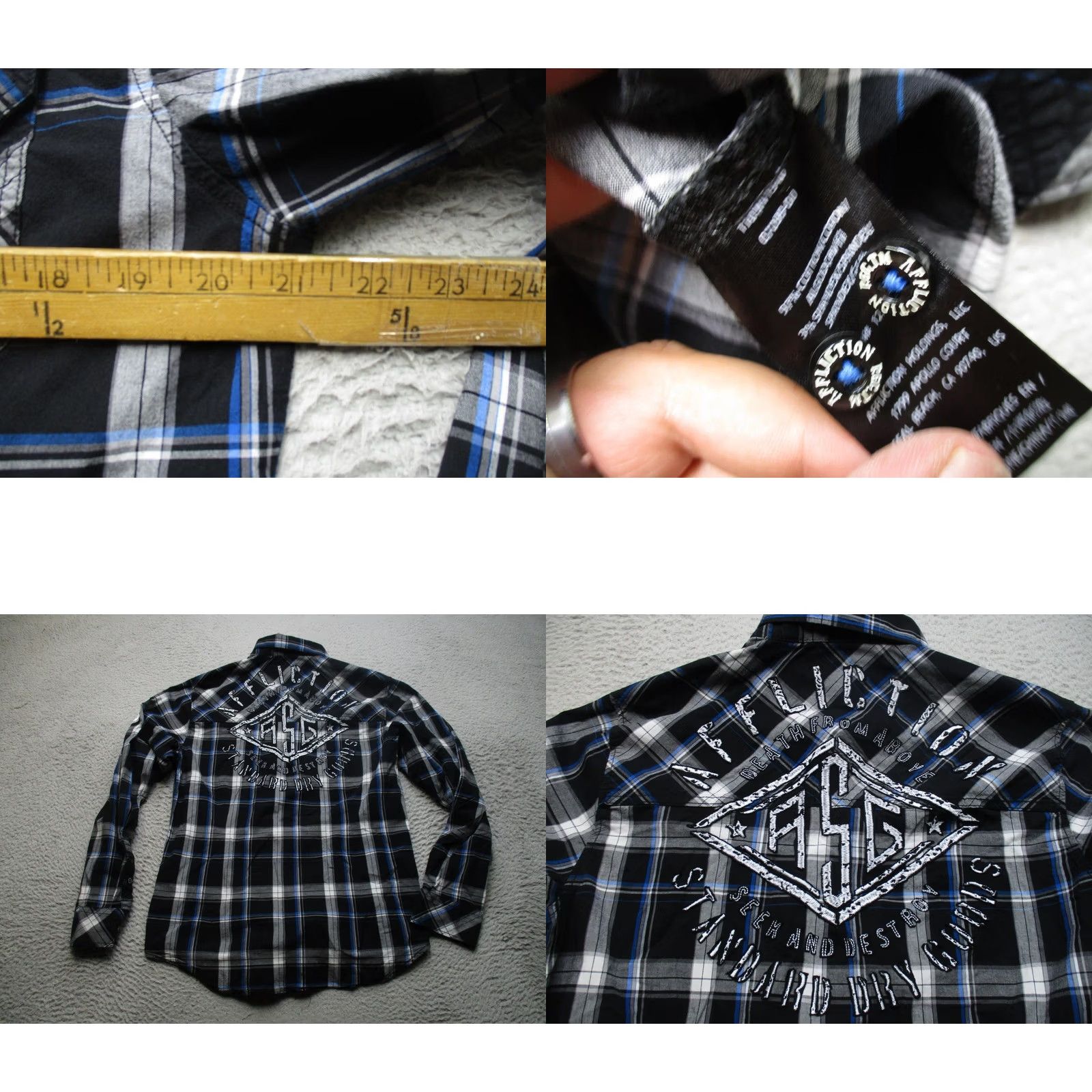 Affliction Affliction Shirt Mens L Black Plaid Long Sleeve Button Up Embroidered Western Size US L / EU 52-54 / 3 - 8 Thumbnail