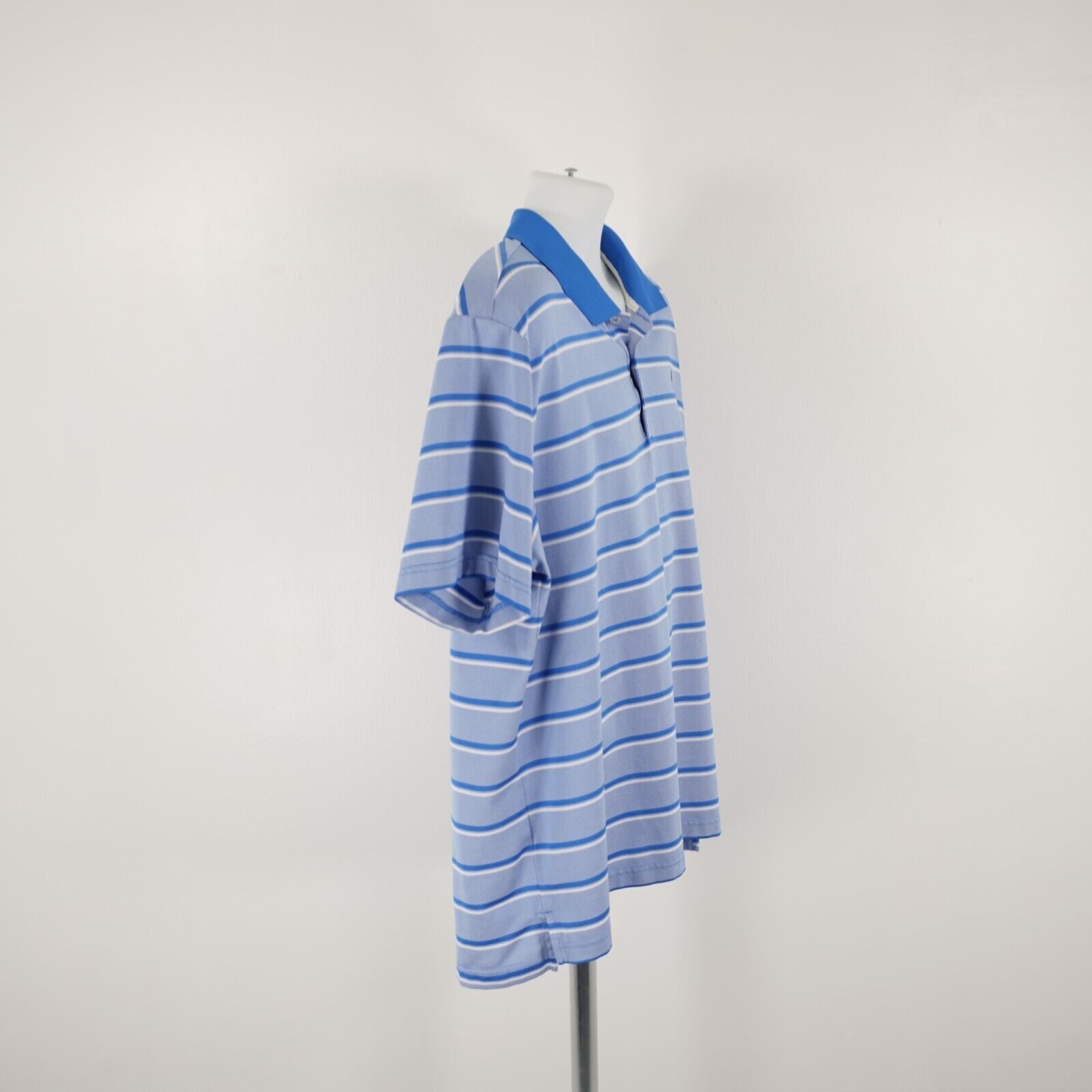 Adidas Adidas Blue Striped XL Collared Short Sleeve Polo Shirt Poly Size US XL / EU 56 / 4 - 8 Thumbnail