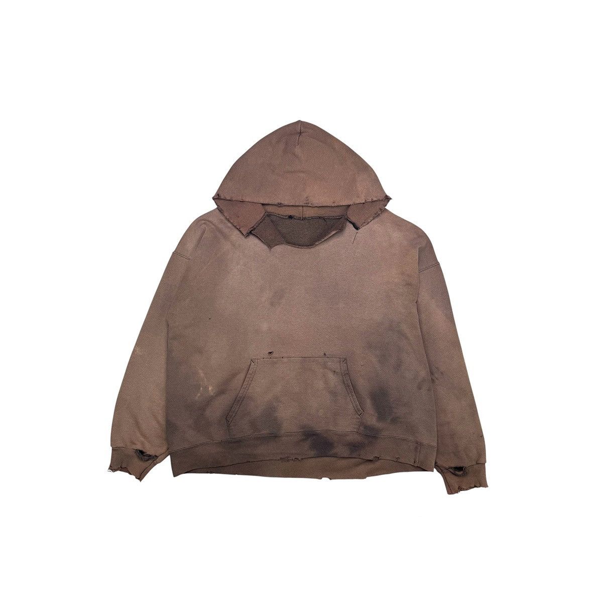 Vintage VINTAGE THRASHED FADED BROWN HOODIE Size US XL / EU 56 / 4 - 1 Thumbnail