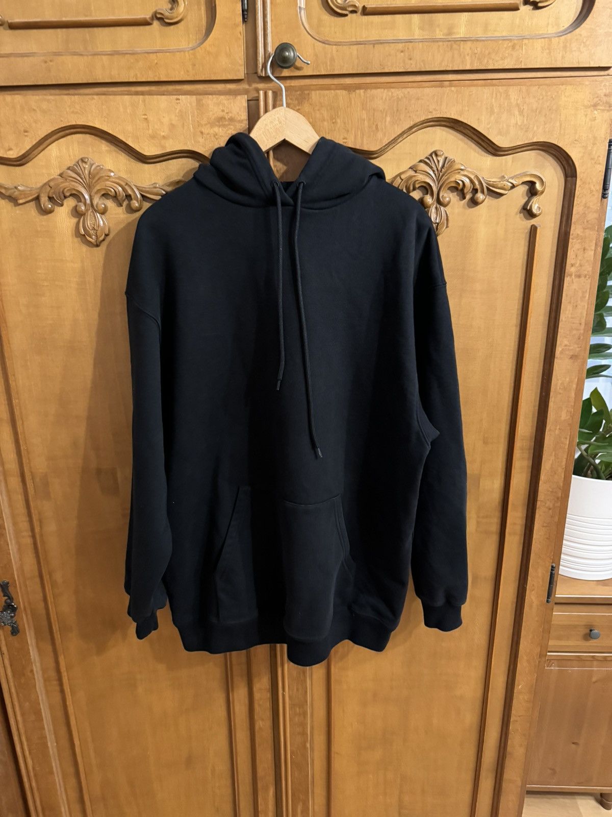 image of Balenciaga Back Text Black Hoodie, Men's (Size XS)