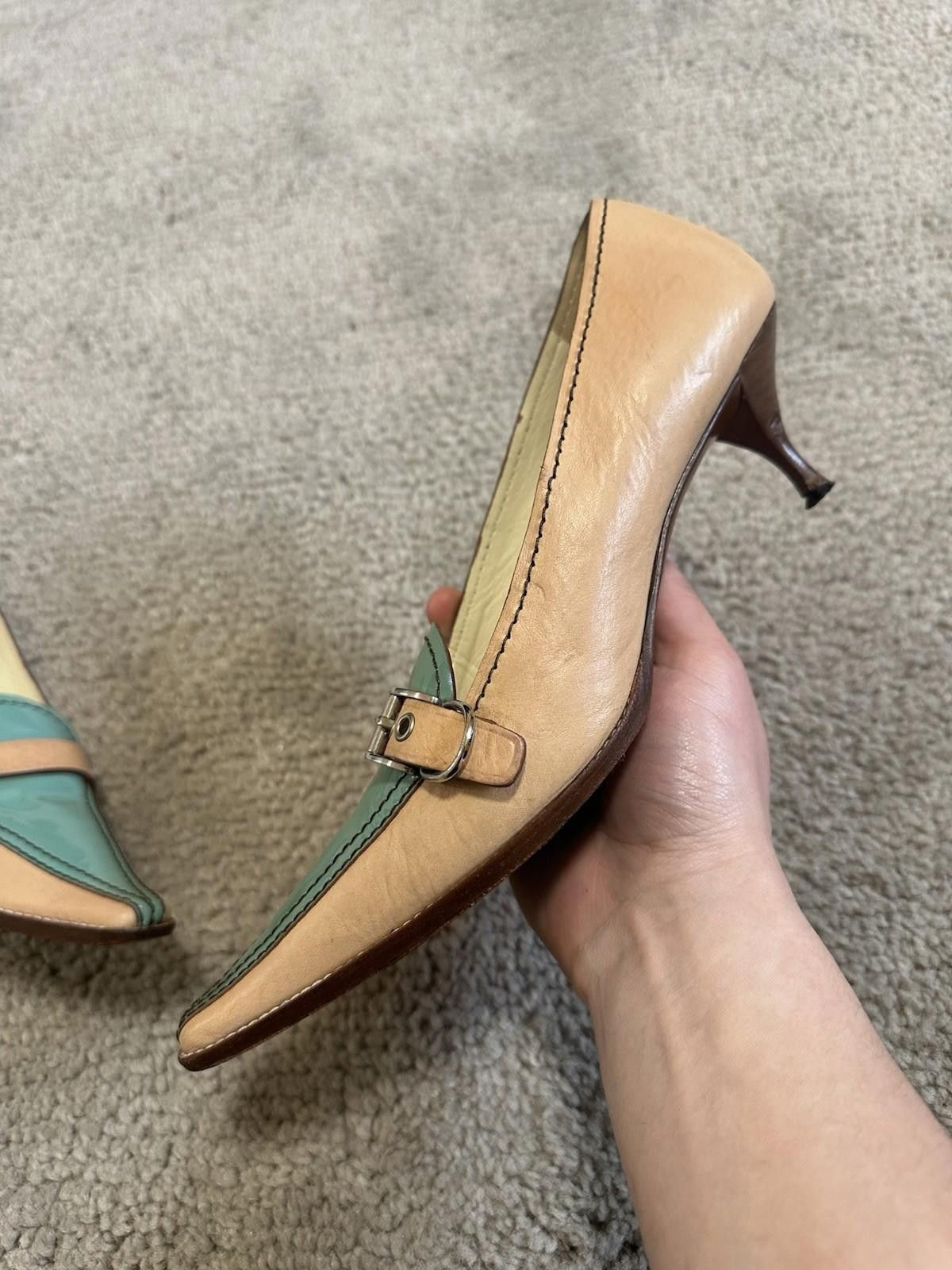 Prada Prada Camel Leather heels size 37.5 Size US 6.5 / IT 36.5 - 2 Thumbnail