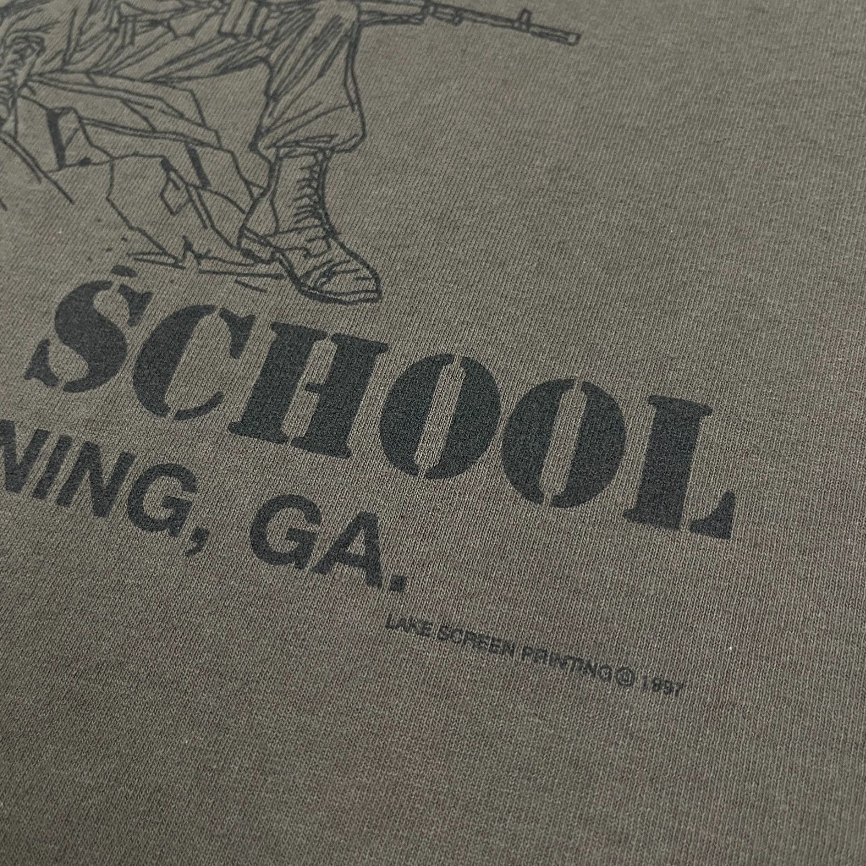 Gildan VTG 90s Army Sniper School Shirt Adult Men S Green Brown Graphic Fort Benning GA Shirt Men S Green Brown Graphic Fort Benning GA Size US S / EU 44-46 / 1 - 2 Thumbnail