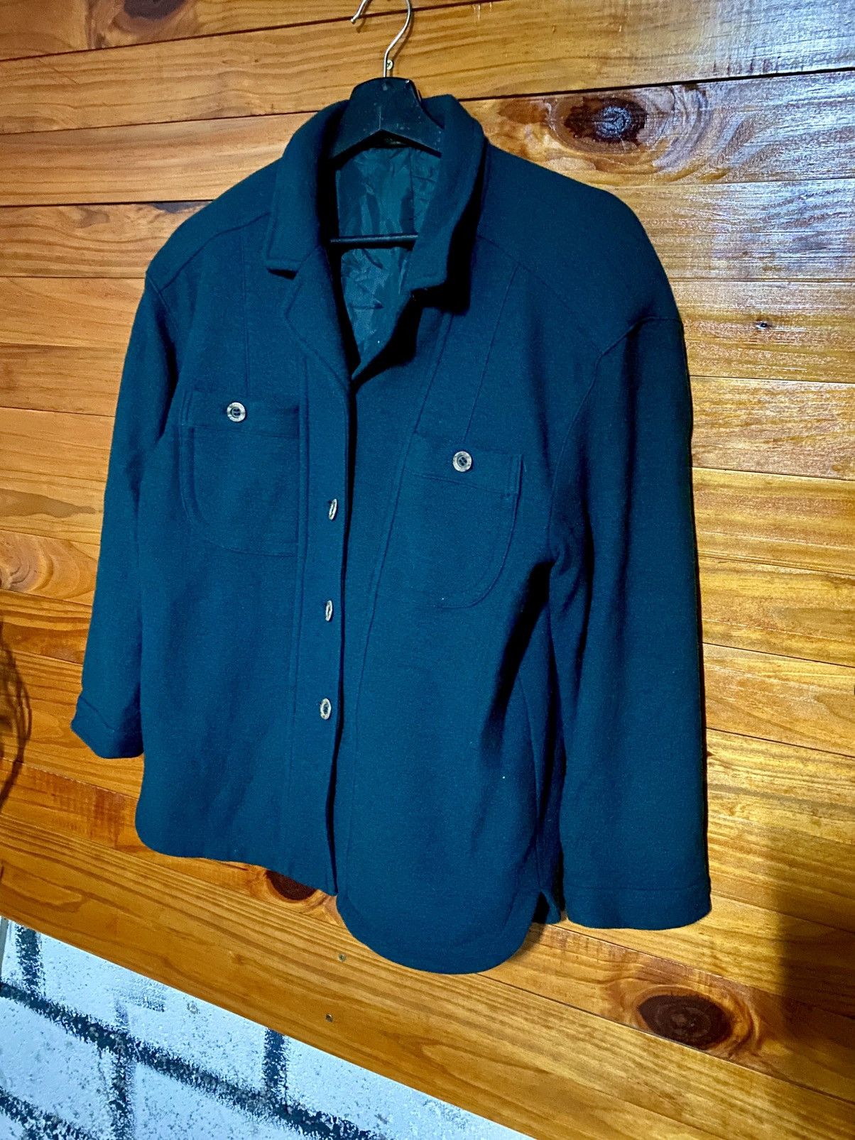 Japanese Brand Vintage CINAMON Wool Blend Jacket Teal Green Button-Up Coat Size M / US 6-8 / IT 42-44 - 4 Thumbnail