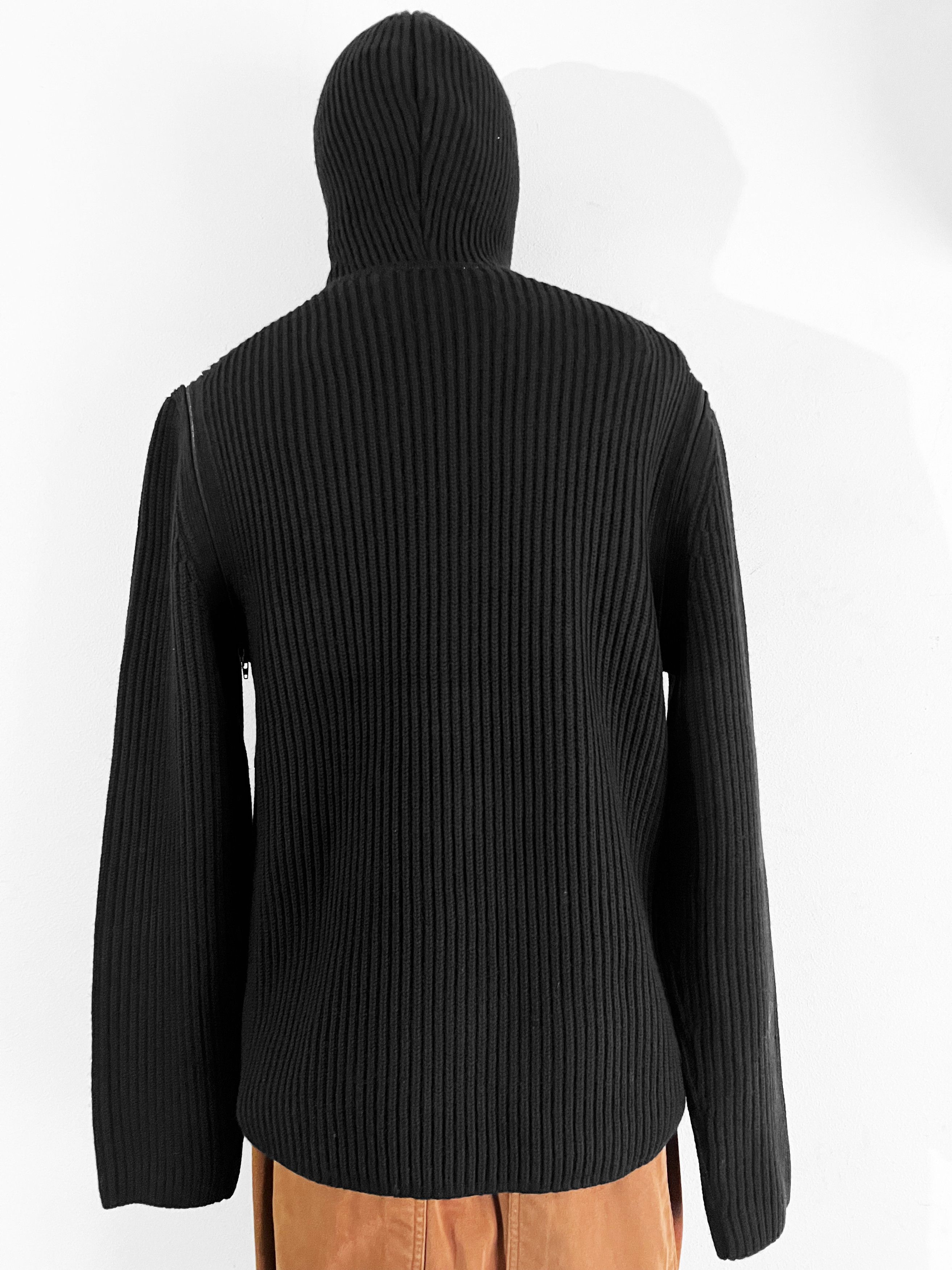 Helmut Lang Balaclava Hooded Ribbed Wool Sweatshirt Size US L / EU 52-54 / 3 - 5 Thumbnail