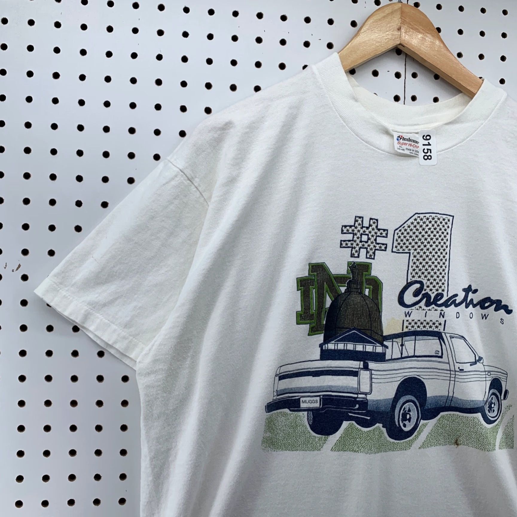Vintage Vintage Notre Dame White T-Shirt - Stedman, 80s, Large, Mens, Short Sleeve, Crew Neck, Single Stitch, Logo, University Spirit Size US L / EU 52-54 / 3 - 4 Thumbnail