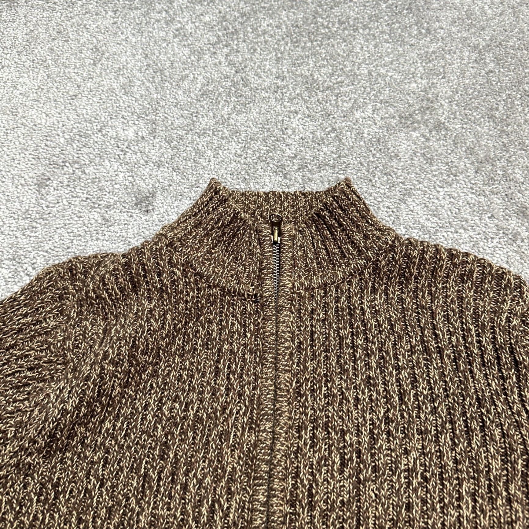 Charter Club VINTAGE Charter Club Cardigan Sweater - Full Zip - Womens Large Brown Knit All Seasons Cardigan - Regular Fit, Mock Neck, Long Sleeve Size L / US 10 / IT 46 - 3 Thumbnail
