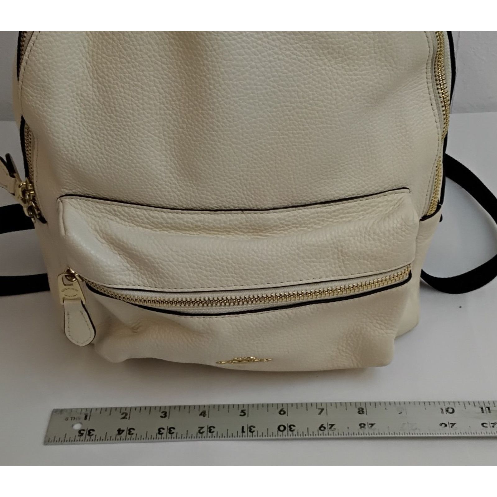 Coach Coach Charlie Mini Backpack Cream Pebbled Leather Black Trim Size ONE SIZE - 14 Thumbnail