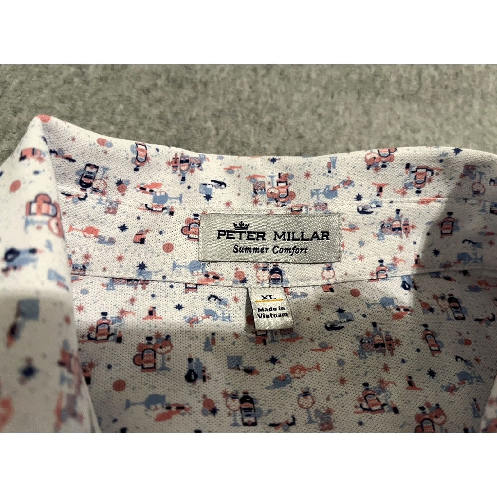 Peter Millar Peter Millar Summer Comfort Polo Shirt Mens XL Golf Wine Cocktails Multicolor Short Sleeve Collared Shirt Size US XL / EU 56 / 4 - 2 Thumbnail