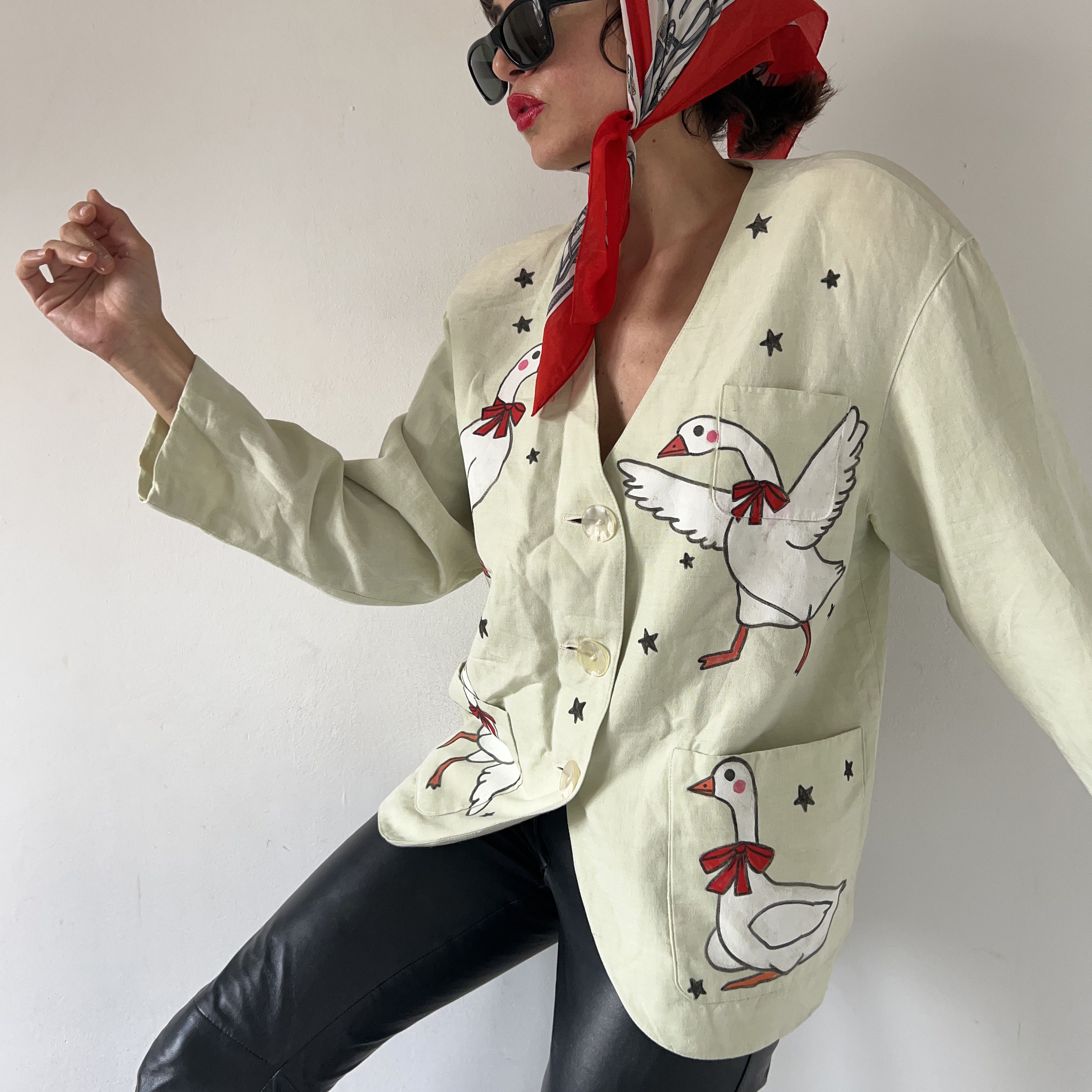 Vintage Silly goose custom made cottagecore green jacket Size L / US 10 / IT 46 - 6 Thumbnail