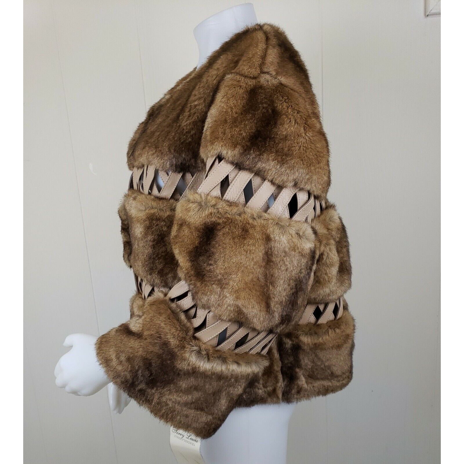 Vintage Vintage Caged Leather Faux Fur Jacket Womens Size 1X Crop 3/ Size XXL / US 16-18 / IT 52-54 - 3 Thumbnail