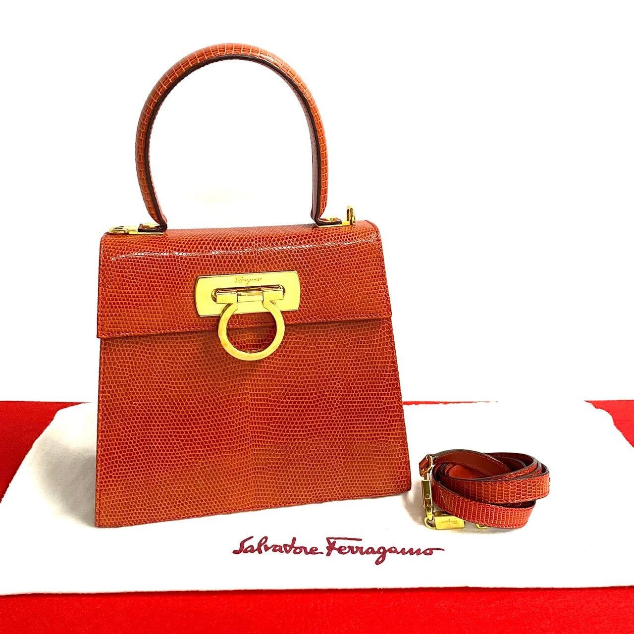 Salvatore Ferragamo Salvatore Ferragamo Shoulder Bag Orange Leather - Exotic Size ONE SIZE - 1 Thumbnail