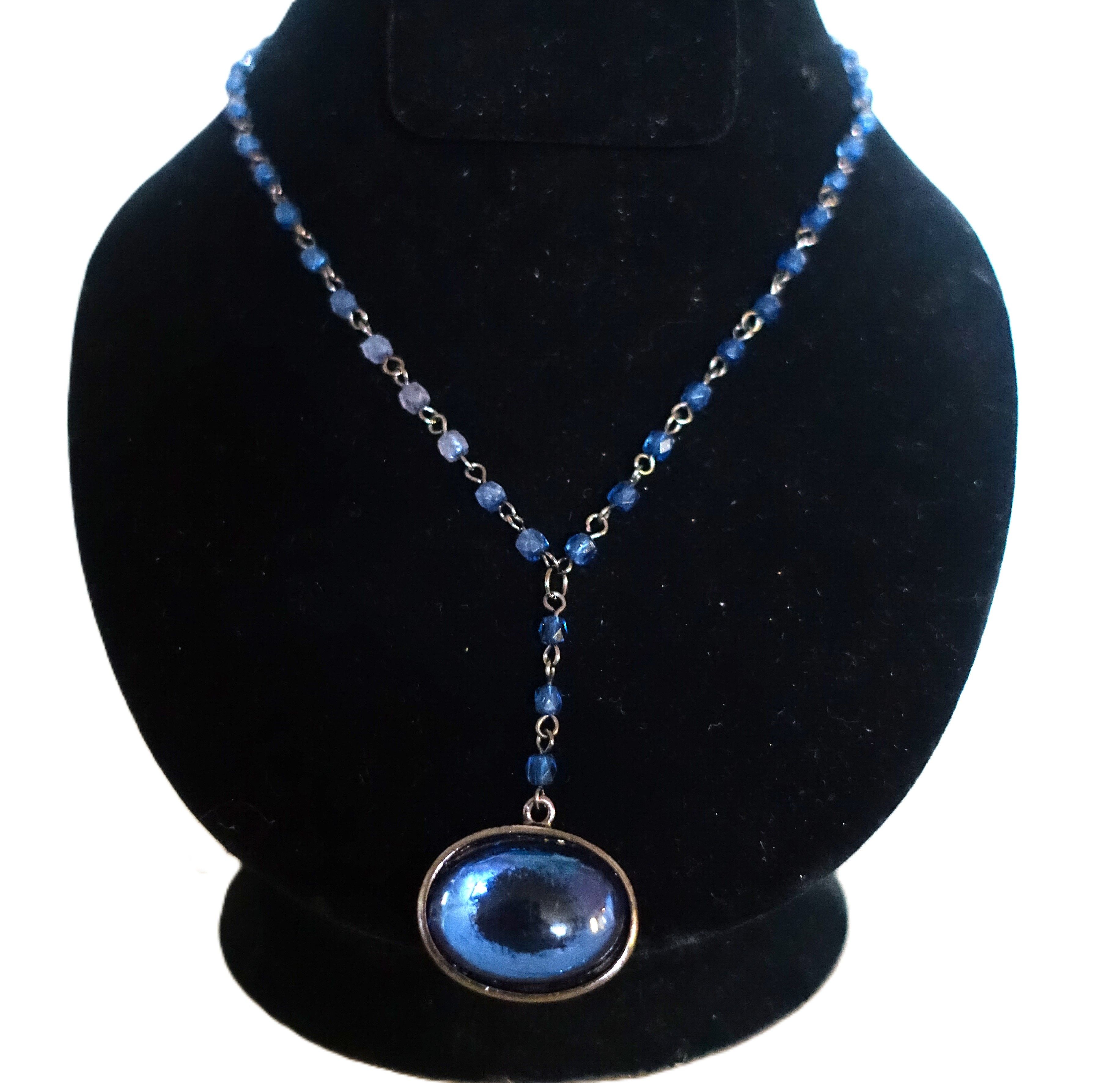 Other Claires Silver Tone Blue Bead Pendant Choker Necklace Size ONE SIZE - 1 Thumbnail