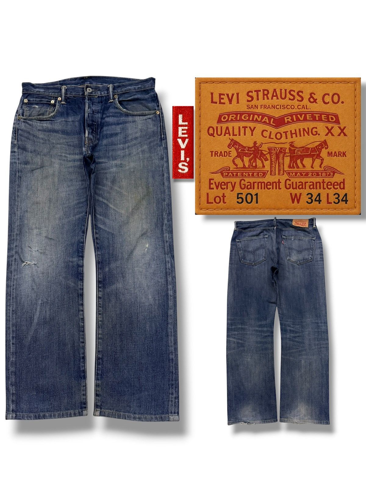 Levi's Vintage Levi’s 501 Denim Jeans | Regular Straight Fit | W34 Size US 34 / EU 50 - 1 Thumbnail