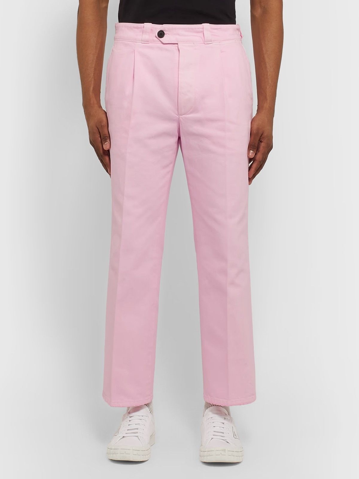 Prada Prada cropped Pleated Cotton-Twill Trousers pants pink Size US 32 / EU 48 - 2 Thumbnail