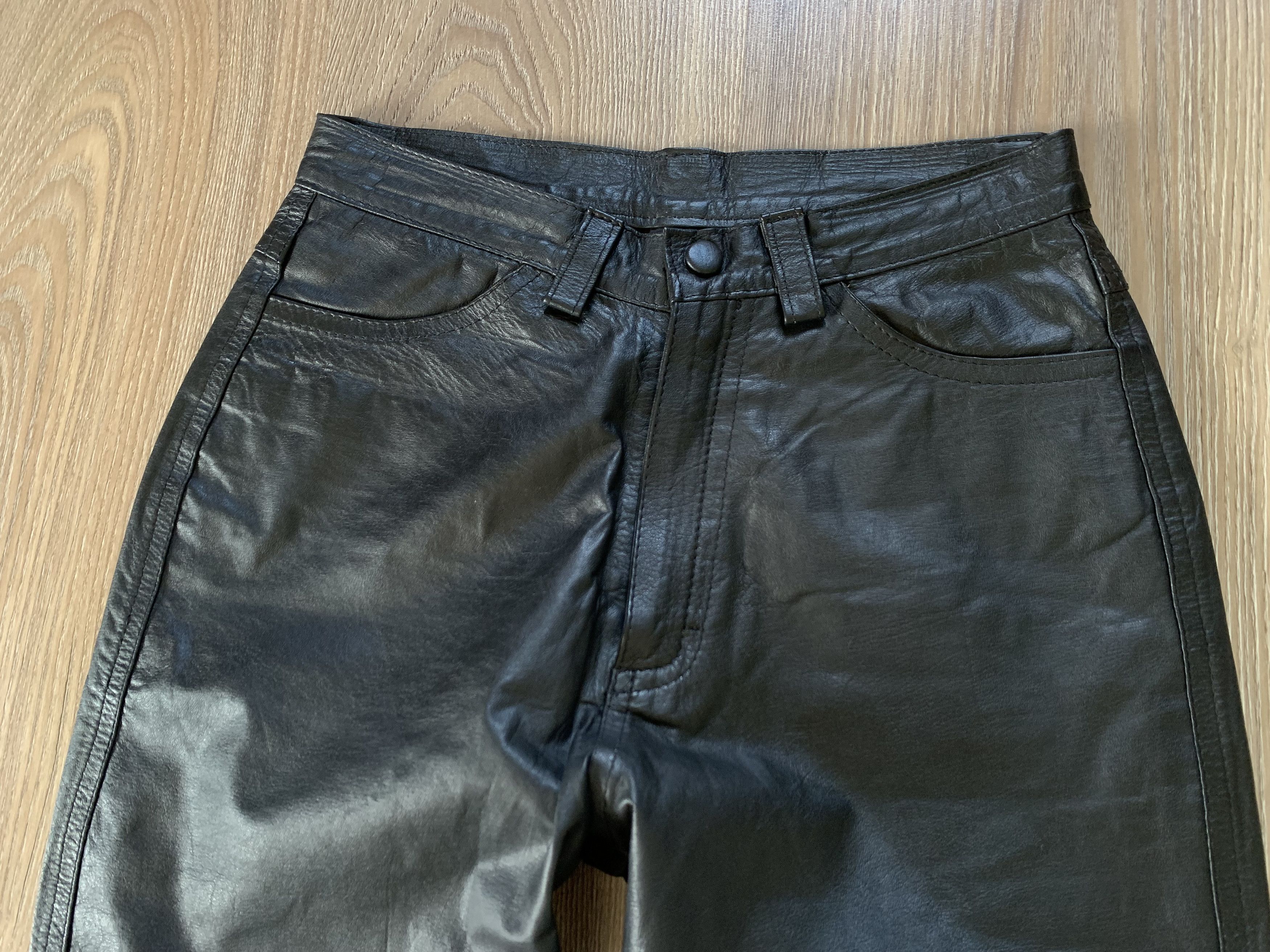 Leather Ecuapiel Unisex Vintage Classic Mens Black Leather Pants Size US 27 - 4 Thumbnail