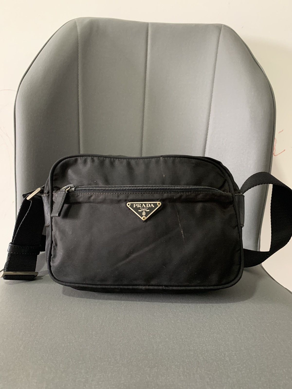 Prada Vintage Prada Black Sling Messenger Crossbody Bag Size ONE SIZE - 3 Thumbnail
