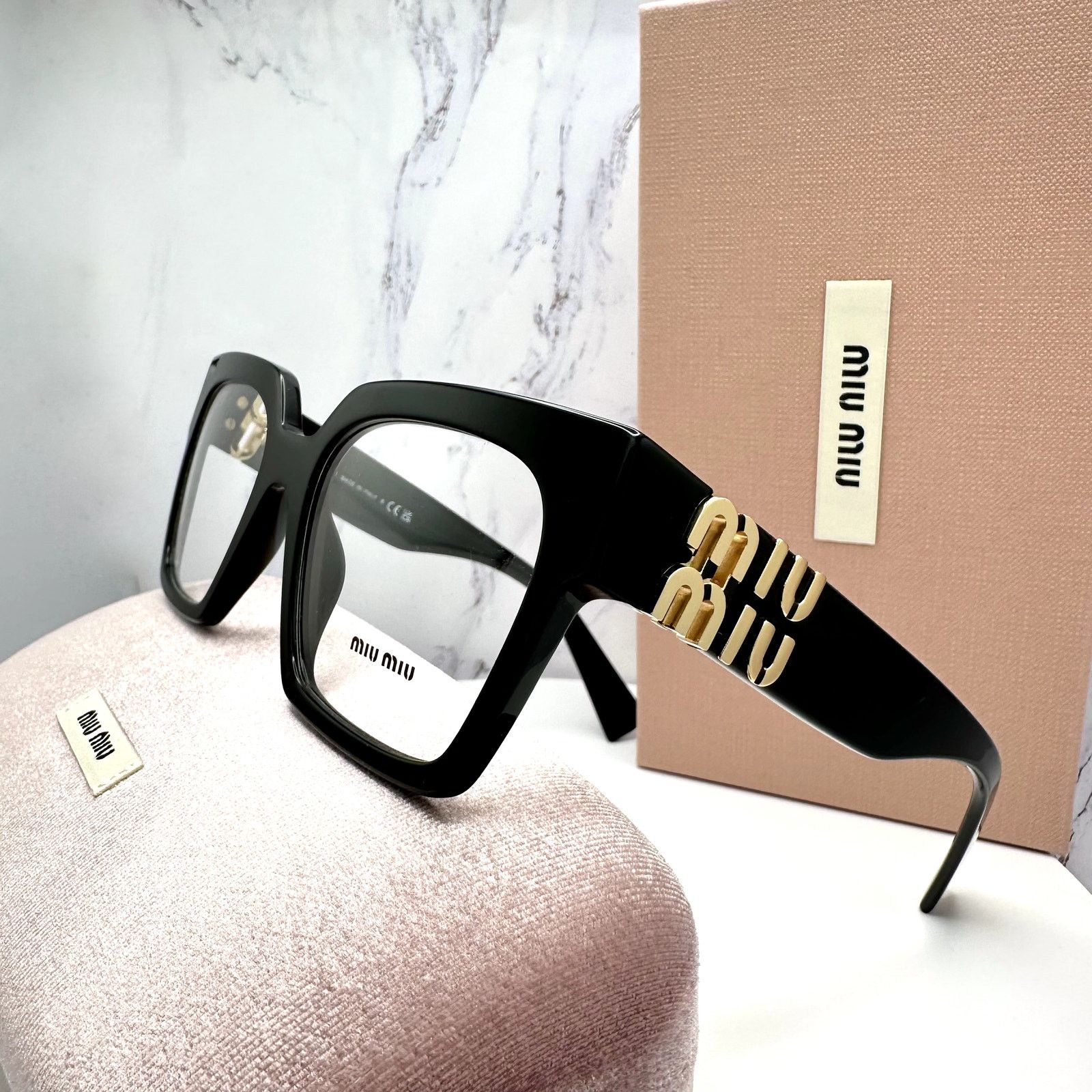 Miu Miu MIU MIU Womens Eyeglasses Black Square Full Rim frames Size ONE SIZE - 3 Thumbnail