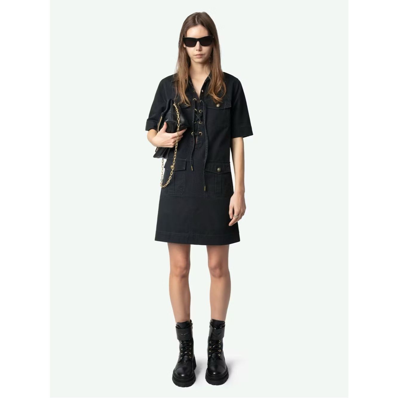 Zadig & Voltaire Zadig & Voltaire Record Lace-Up Mini Dress Black NWT Size S Size S / US 4 / IT 40 - 1 Thumbnail