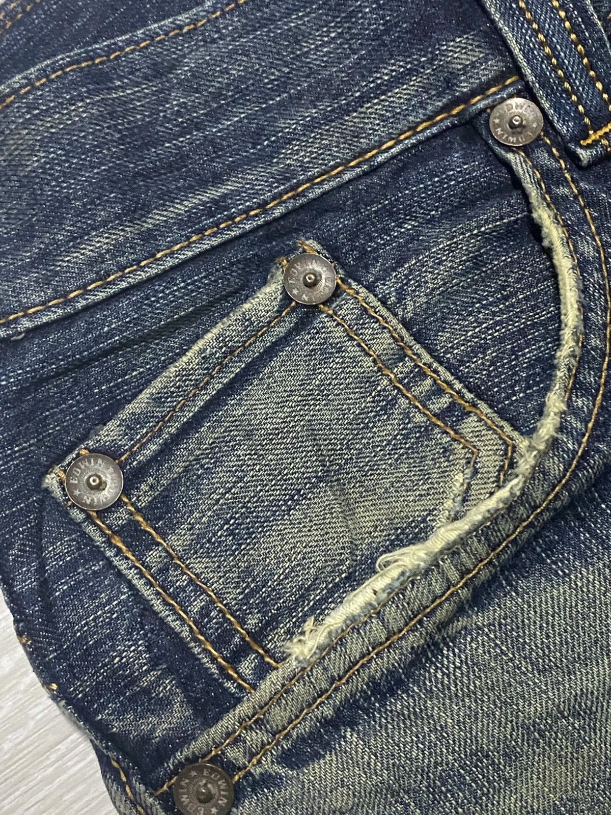 Junya Watanabe Edwin Exclusive Vintage Mud Wash Distressed Repair Jeans Size US 34 / EU 50 - 7 Thumbnail