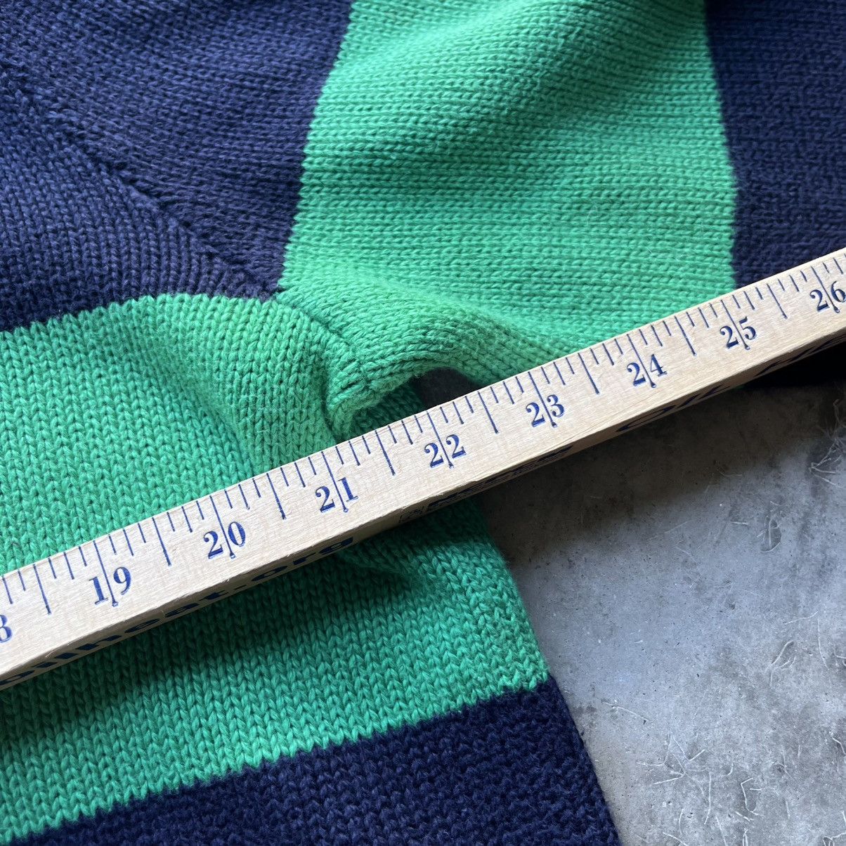 Polo Ralph Lauren × Vintage Vintage Polo Ralph Lauren Green and Navy Striped Sweater Size US L / EU 52-54 / 3 - 6 Thumbnail