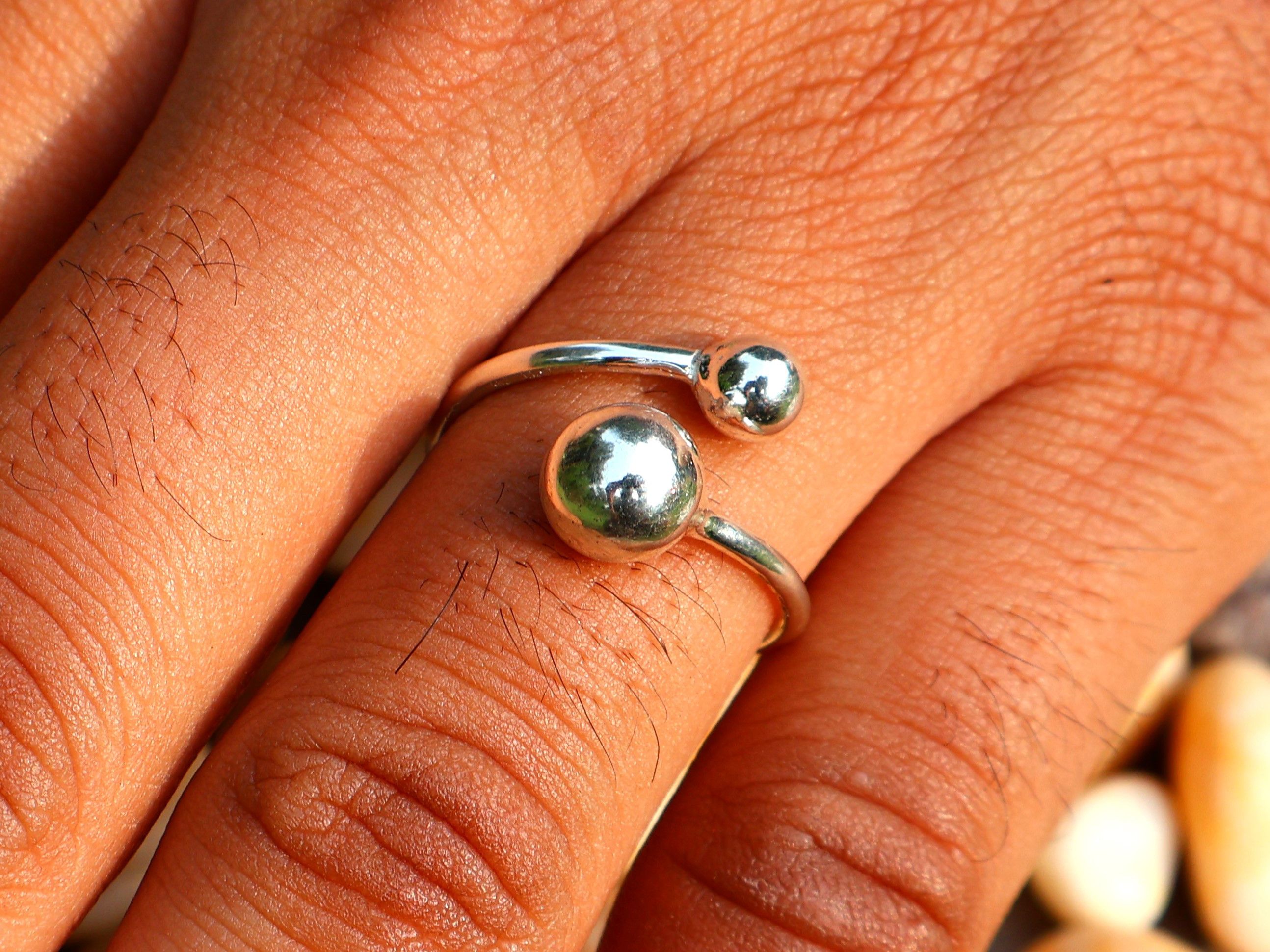 Handmade Double Ball Ring, Handmade Women Ring, Sterling Silver Ring Size ONE SIZE - 1 Thumbnail