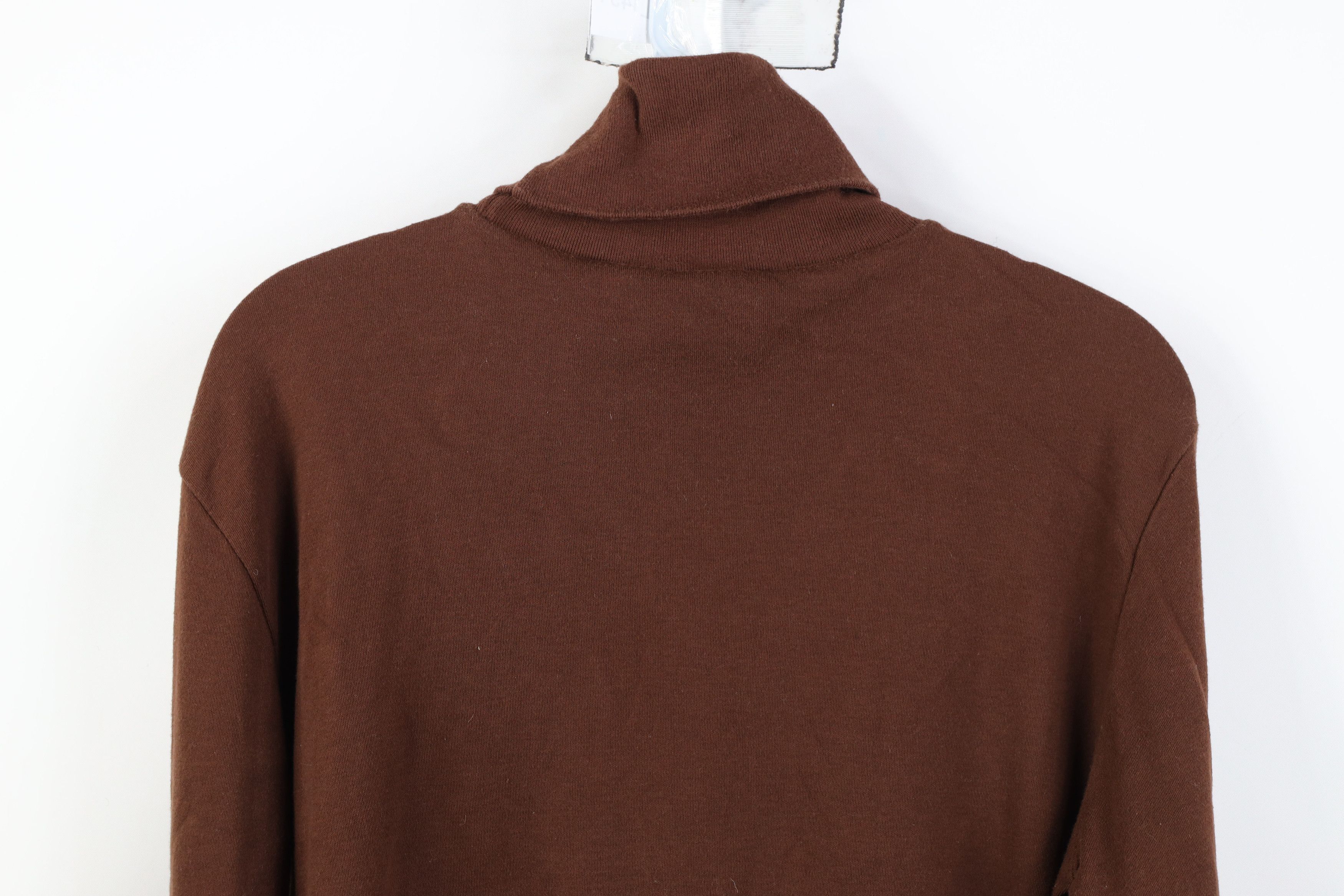 Vintage Vintage 90s Streetwear Long Sleeve Turtleneck T-Shirt Brown Size L / US 10 / IT 46 - 8 Thumbnail