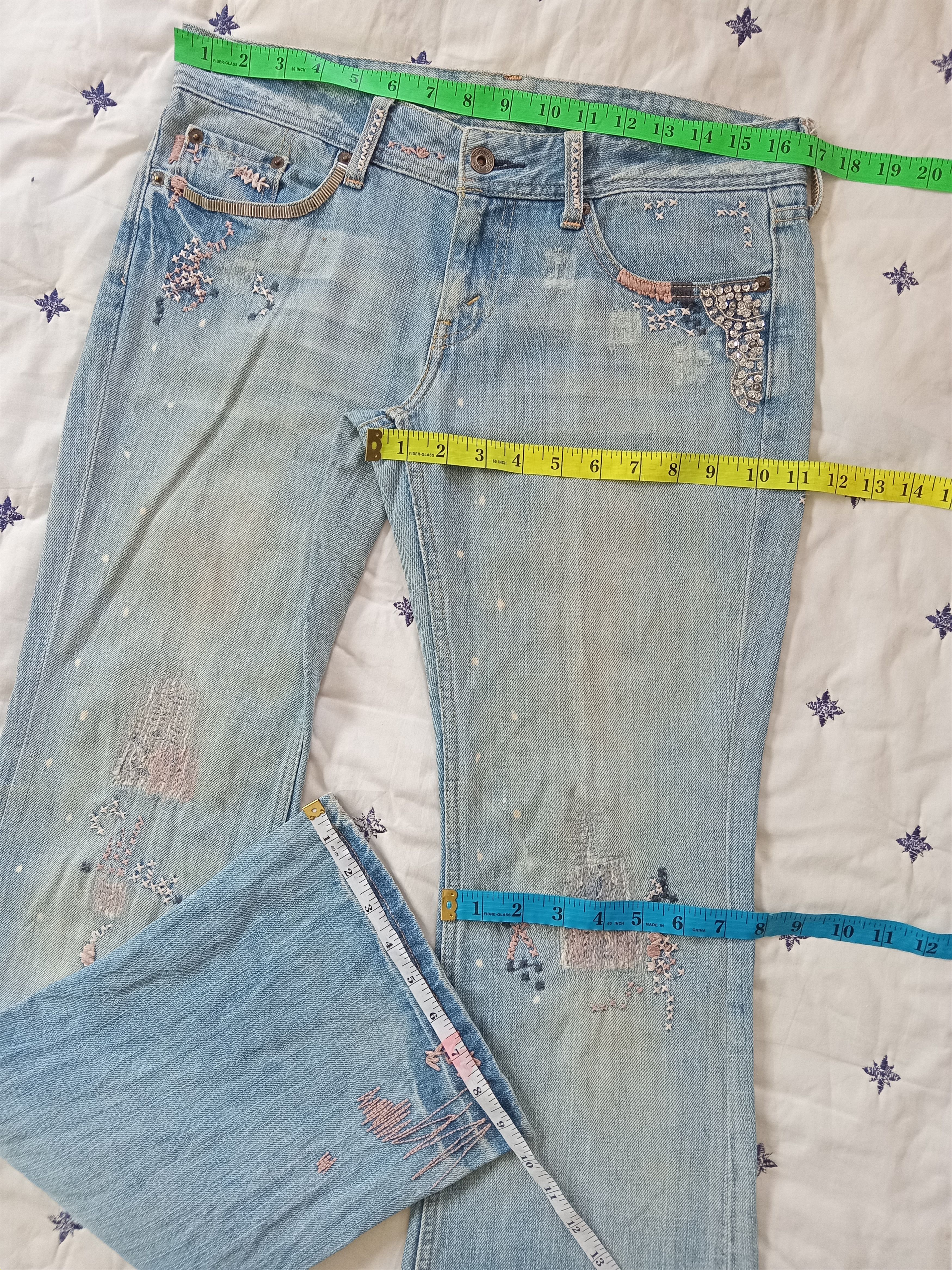 Levi's 💥RARE💥LEVIS Flare Distressed Custom Dirty Light Wash Jeans Size 33" - 2 Thumbnail