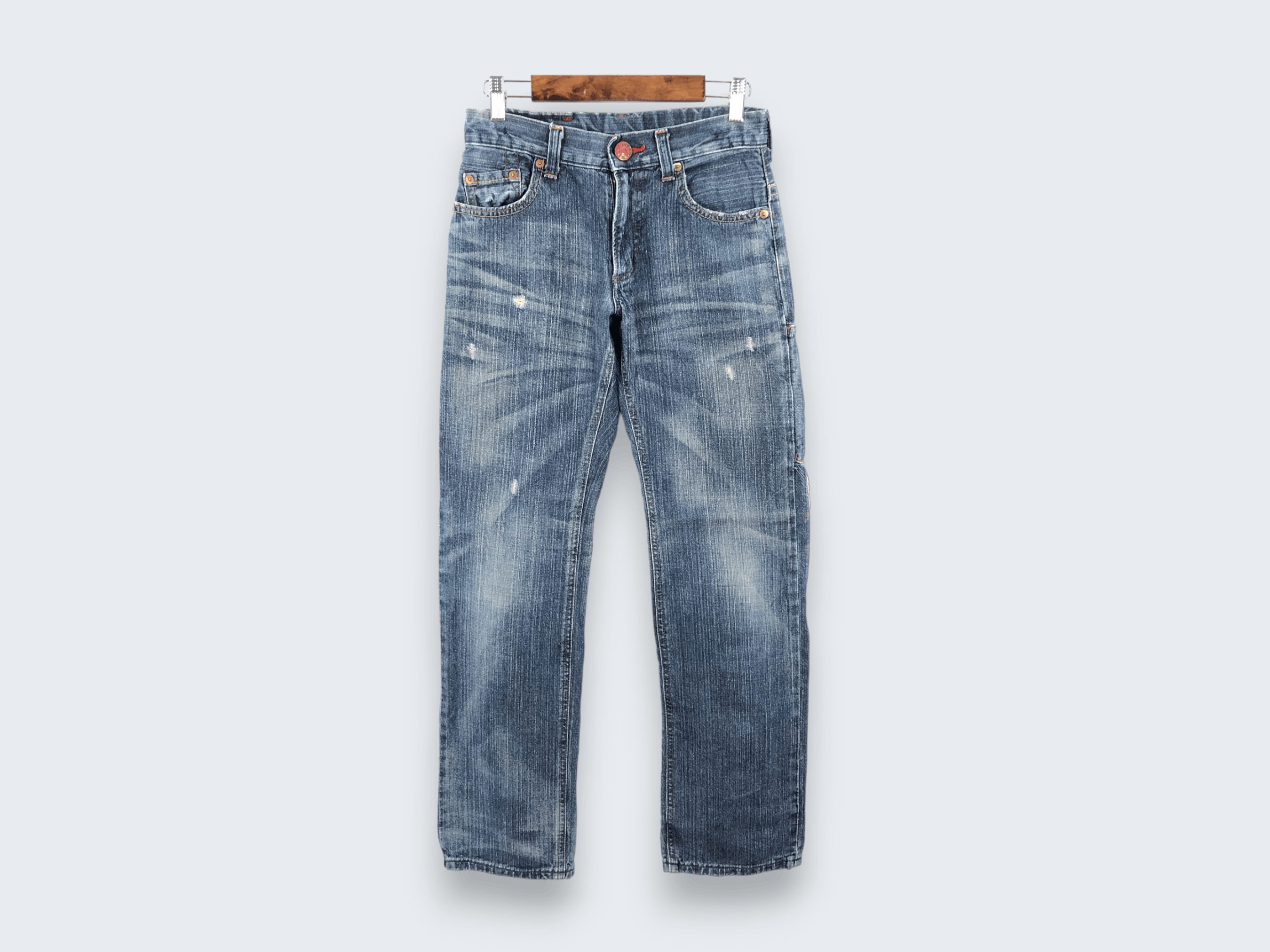 Edwin × Vintage 28 x 29 Vintage Edwin 503 Distress Buckle Jeans L1335 Size US 28 / EU 44 - 1 Thumbnail