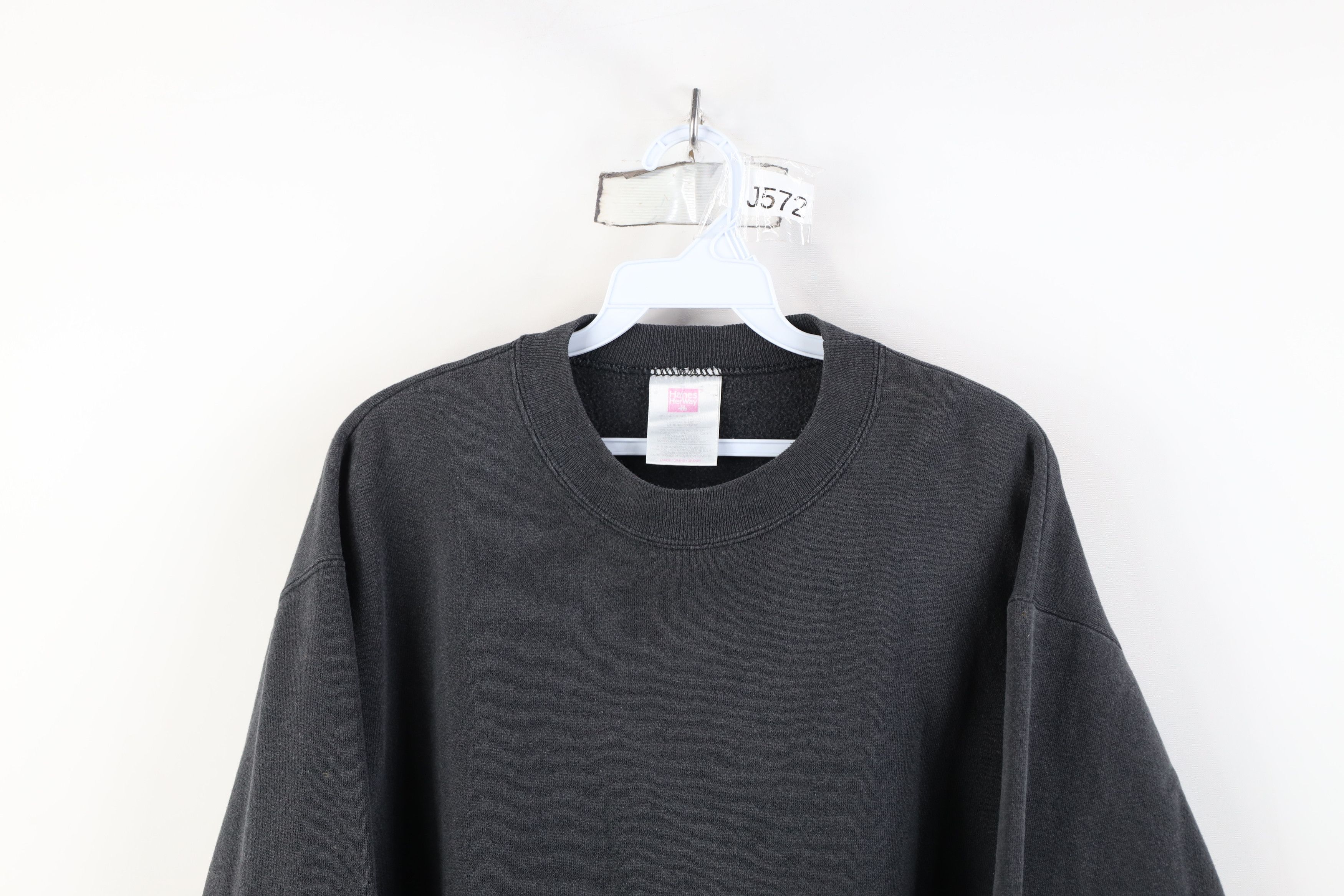 Vintage Vintage 90s Streetwear Faded Blank Crewneck Sweatshirt Black Size L / US 10 / IT 46 - 2 Thumbnail