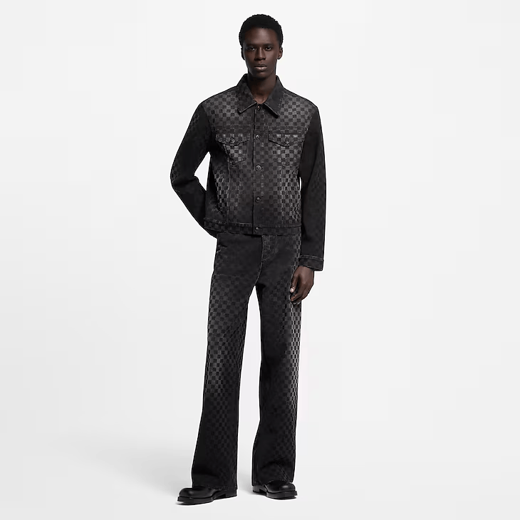 Louis Vuitton Flocked Damier Denim Wide-Leg Trousers Size US 29 - 5 Thumbnail