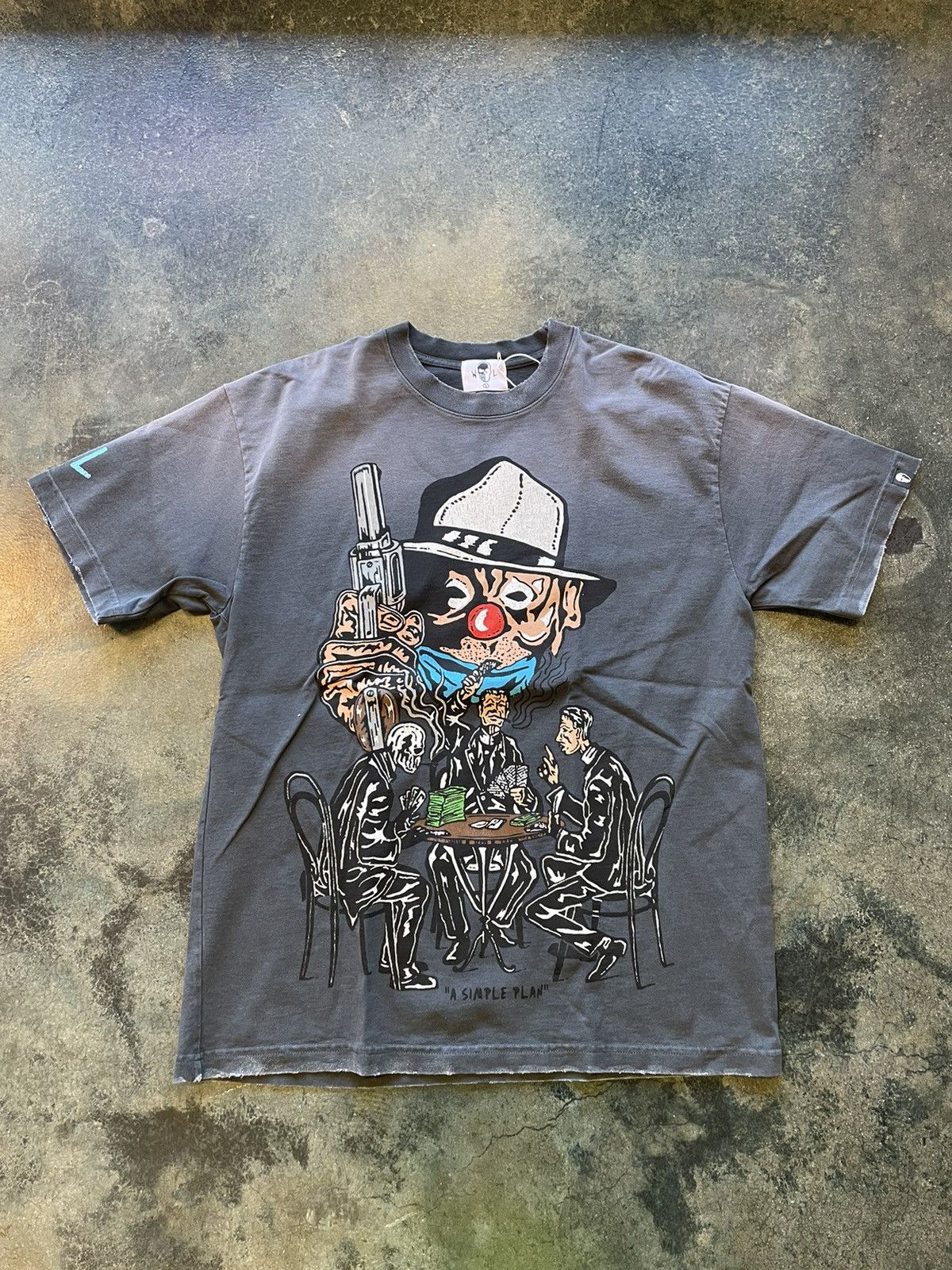 image of Warren Lotas Clown Poker T Shirt in Grey, Men's (Size Large)