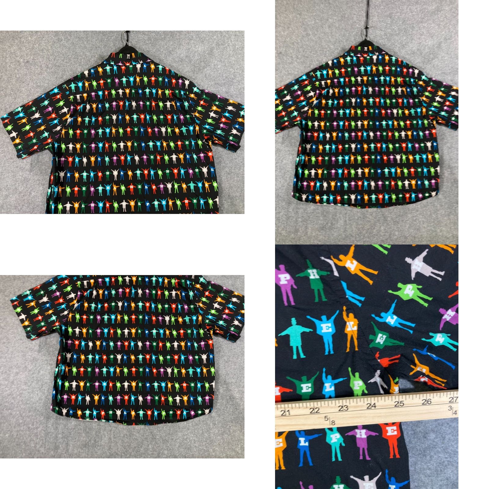 Vintage Section 119 Beatles Help Shirt Womens 3XL Black Graphic Rock & Roll Music Band Button Front Short Sleeve Size XXL / US 16-18 / IT 52-54 - 8 Thumbnail