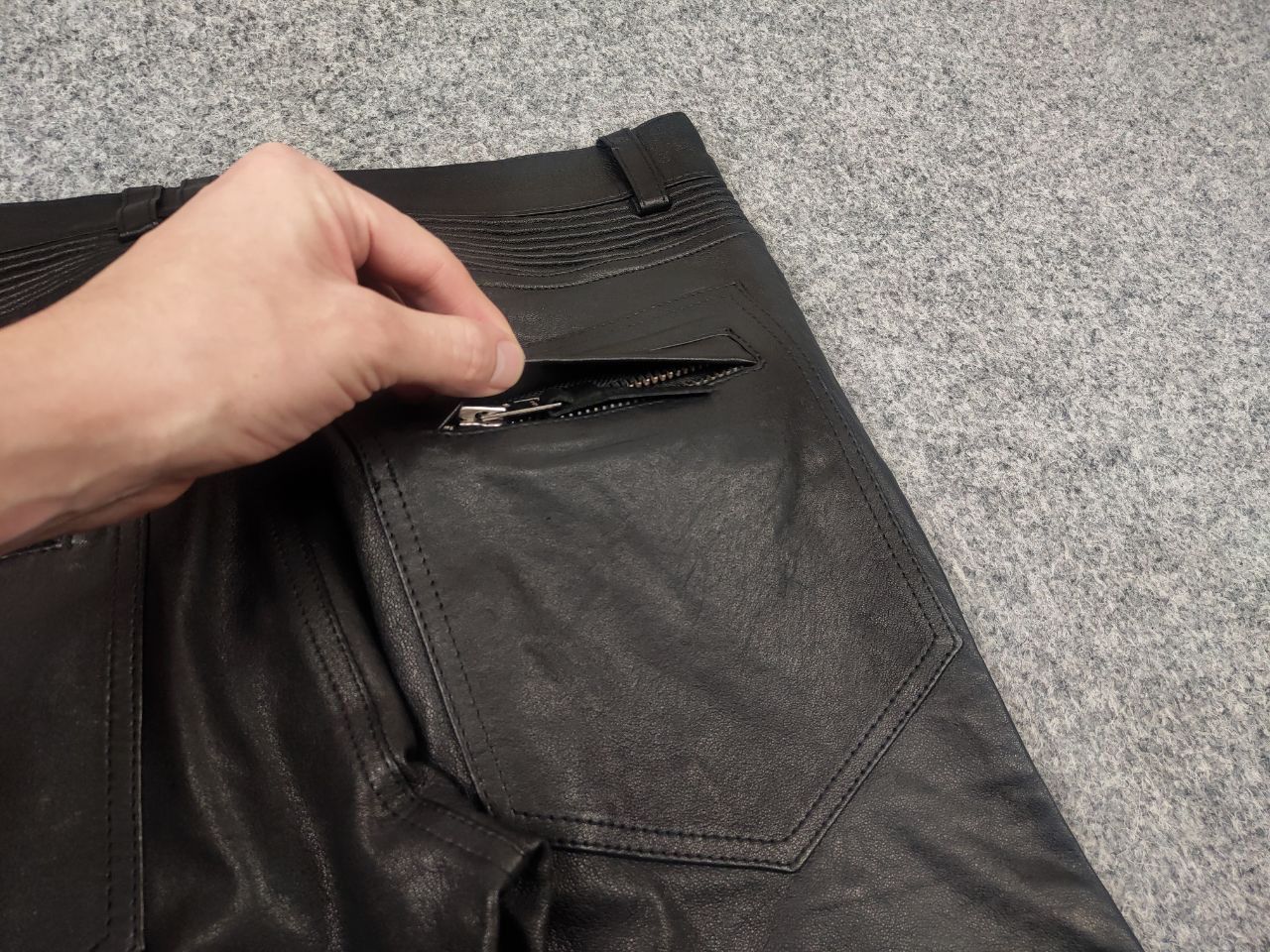 Japanese Brand Gardeur Design Perfect leather Pants Balmain Biker style Size US 32 / EU 48 - 13 Thumbnail