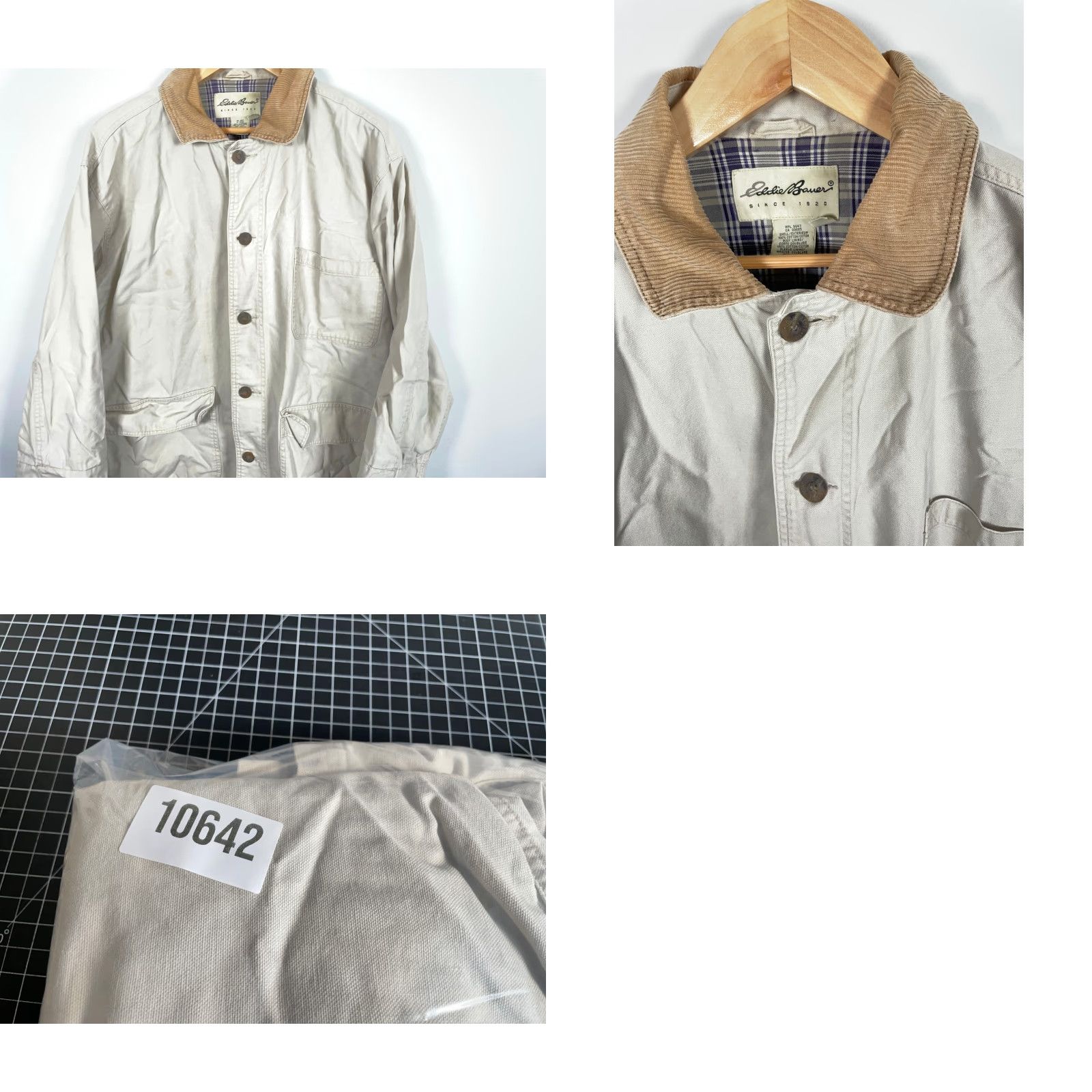 Eddie Bauer Eddie Bauer Lined Canvas Chore Jacket Men's Large Beige Corduroy Collar Size US L / EU 52-54 / 3 - 10 Thumbnail