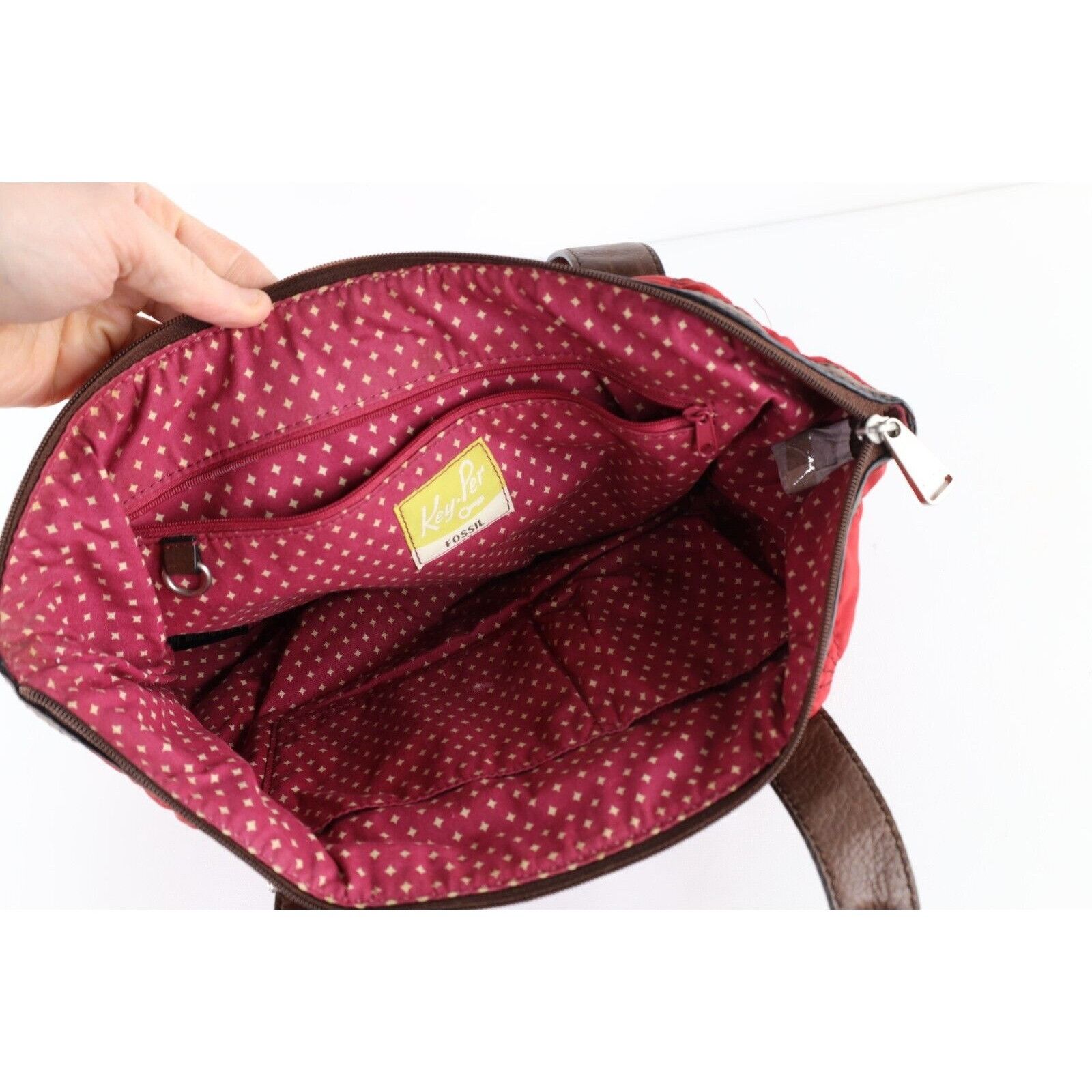 Fossil × Vintage Vintage 90s Y2K Fossil Key Per Leather Handled Quilted Bag Size ONE SIZE - 12 Thumbnail