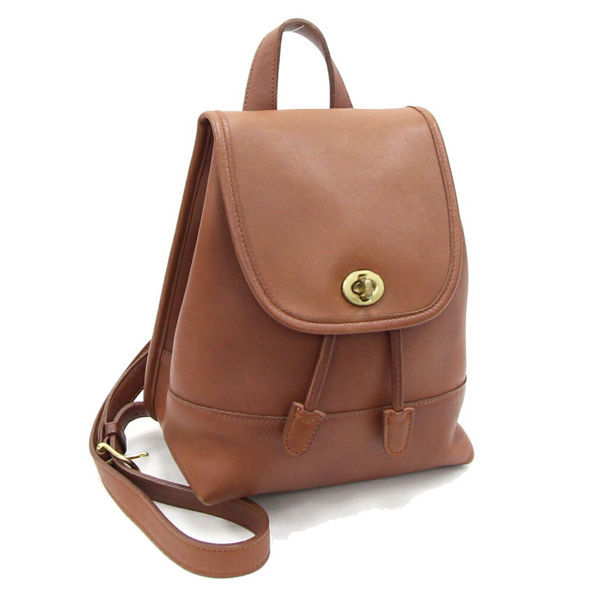 image of Coach Backpack 9960 Brown Leather Old Women's Turnlock Coach