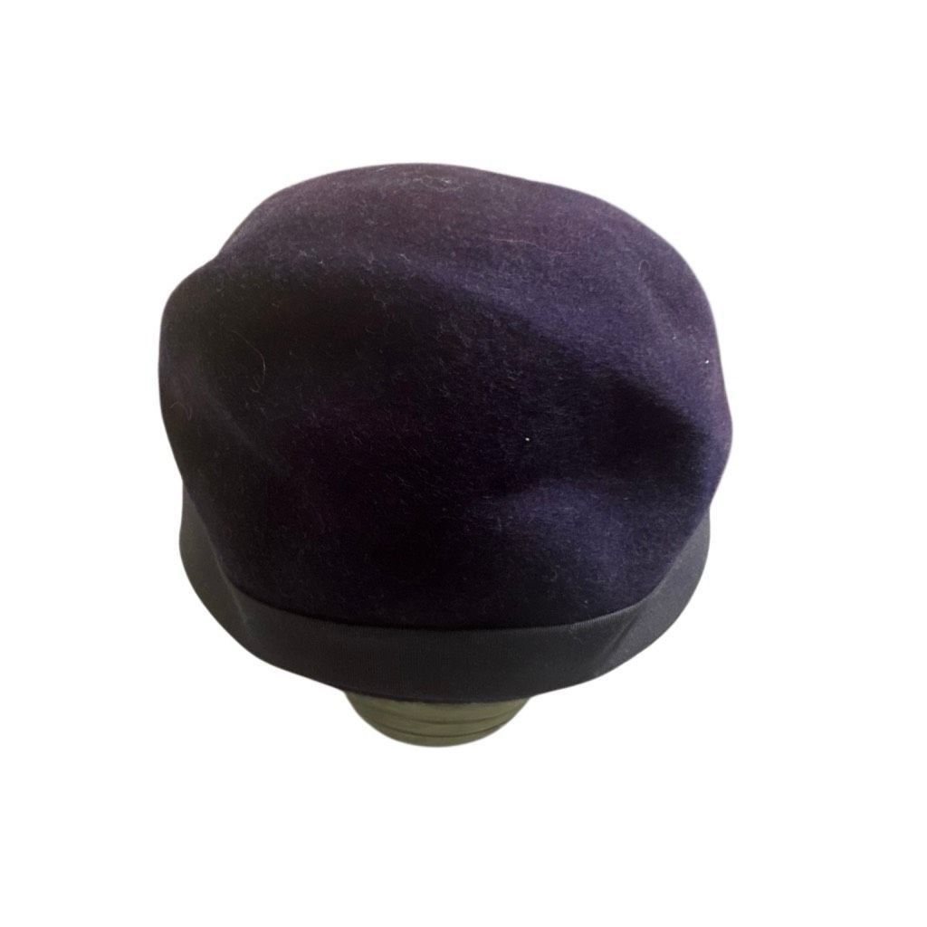 Vintage Glenover Vintage Navy Blue Cloche Hat 100% Wool Ribbon Bow H Size ONE SIZE - 2 Thumbnail