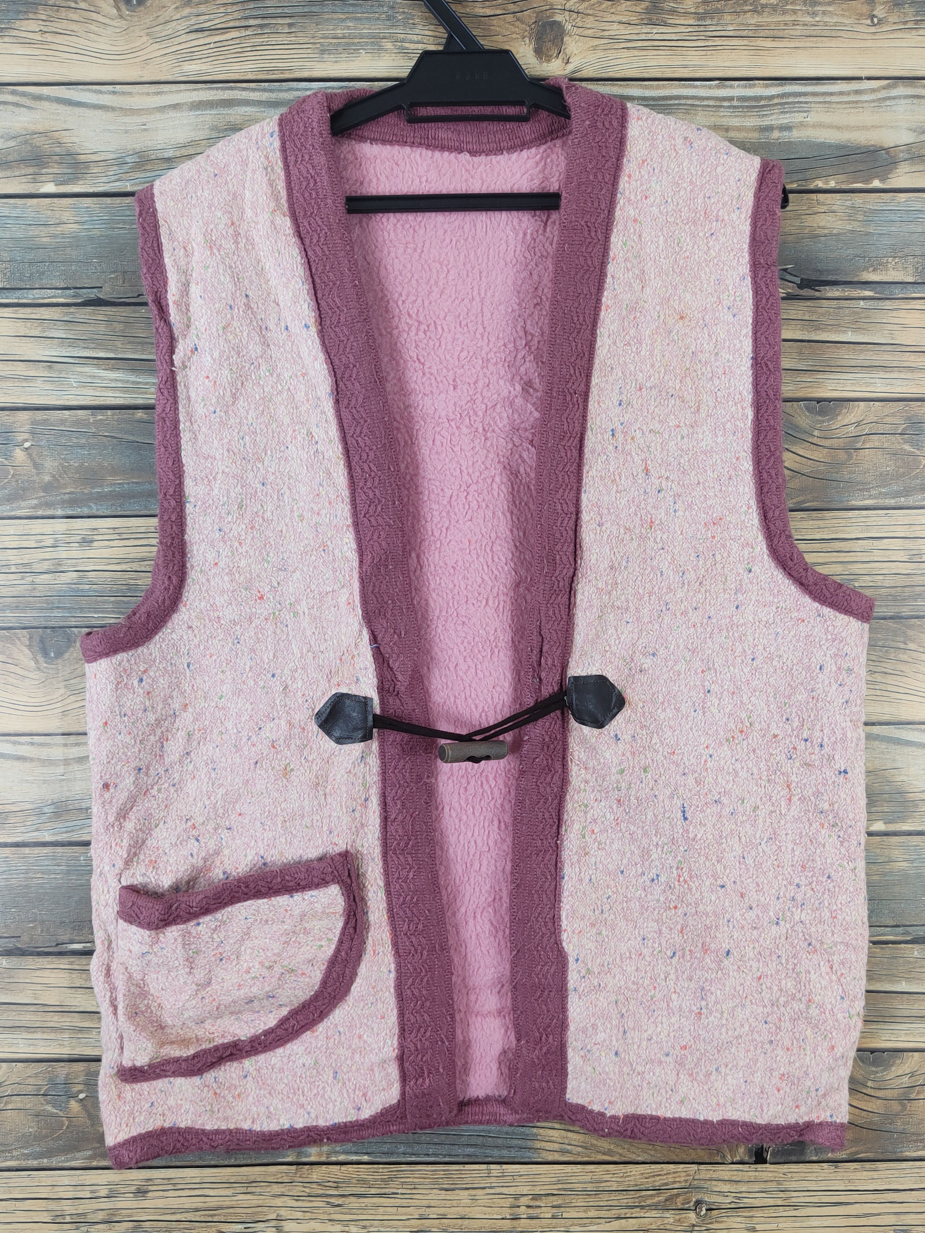 Homespun Knitwear × Japanese Brand × Vintage Japanese Brand Pink Knitwear Toggle Furr Vests Size M / US 6-8 / IT 42-44 - 1 Thumbnail