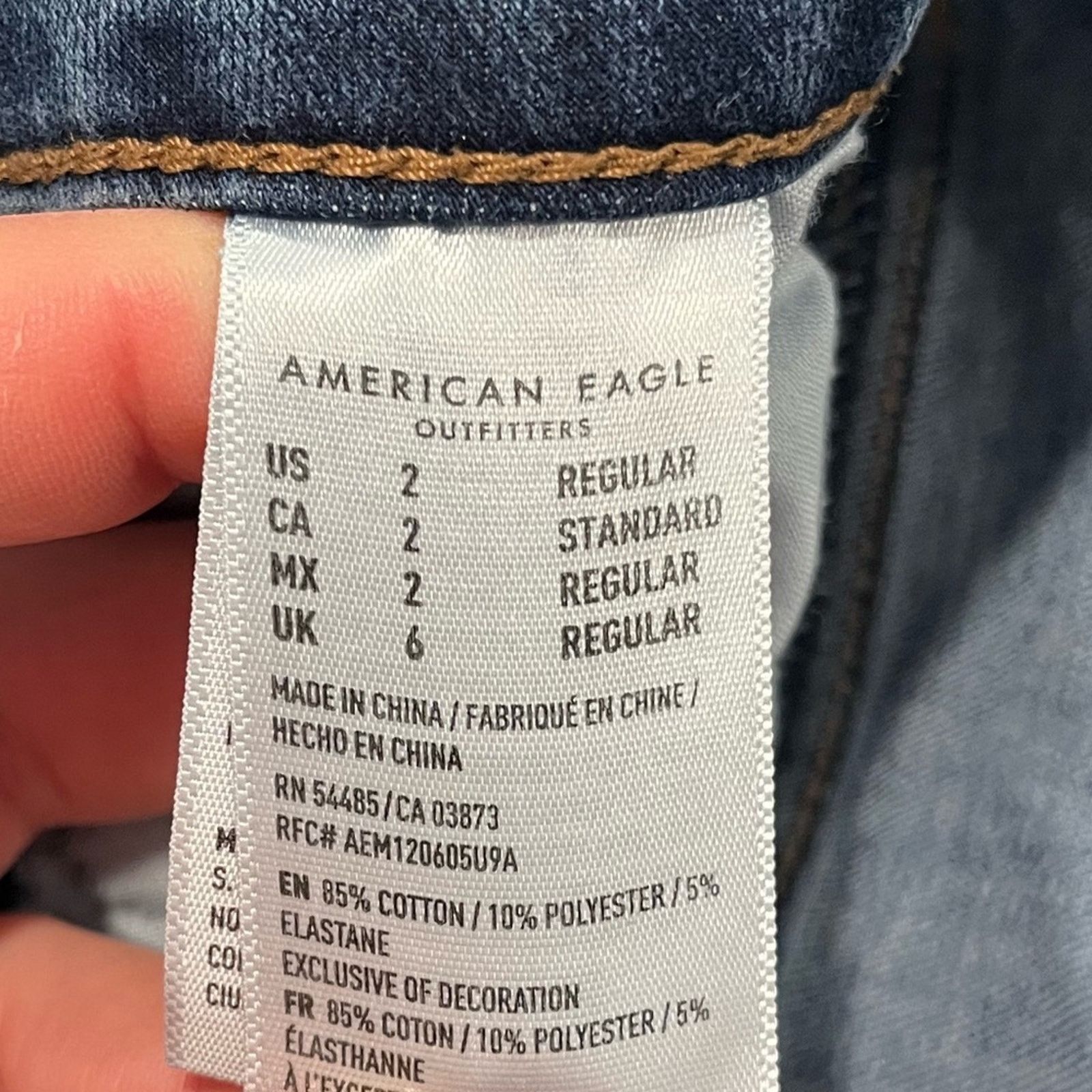 American Eagle Outfitters American Eagle Hi-Rise Skinny Jeans 360 Super Stretch Blue 2 Size 26" / US 2 / IT 38 - 8 Thumbnail