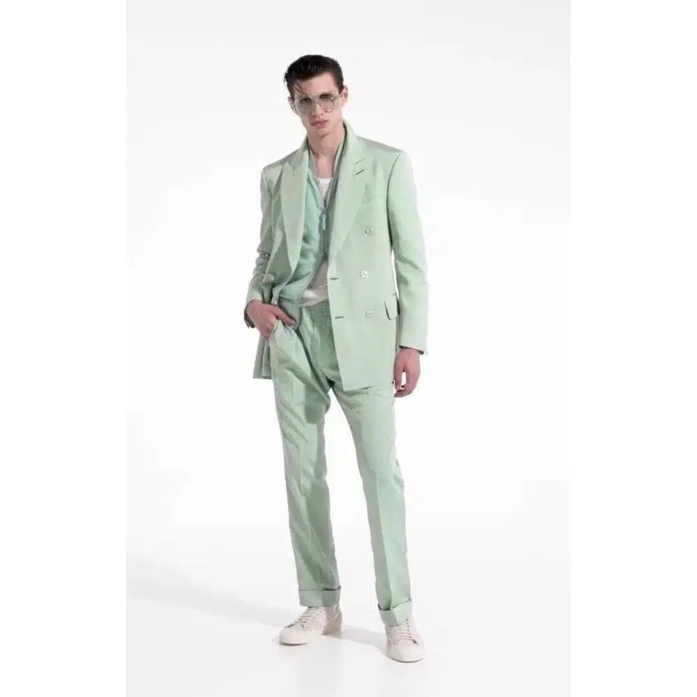 Tom Ford o1loc1c0325 JLXP02 Double Breasted Jacket in Light Green Size US XL / EU 56 / 4 - 4 Thumbnail