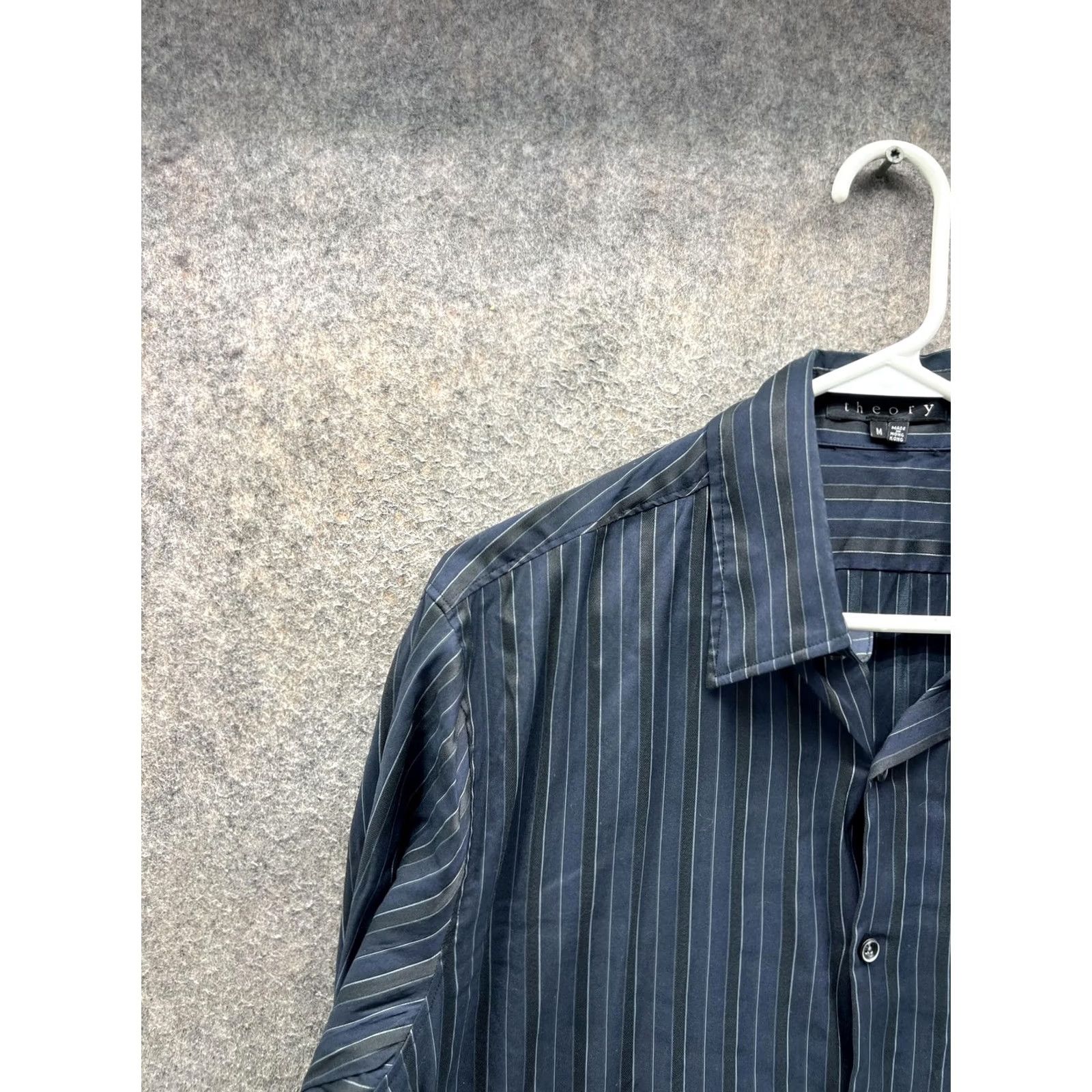 Theory Theory Dress Shirt Mens Medium Blue Pinstripe Long Sleeve Button Front Vintage Size 40R - 6 Thumbnail