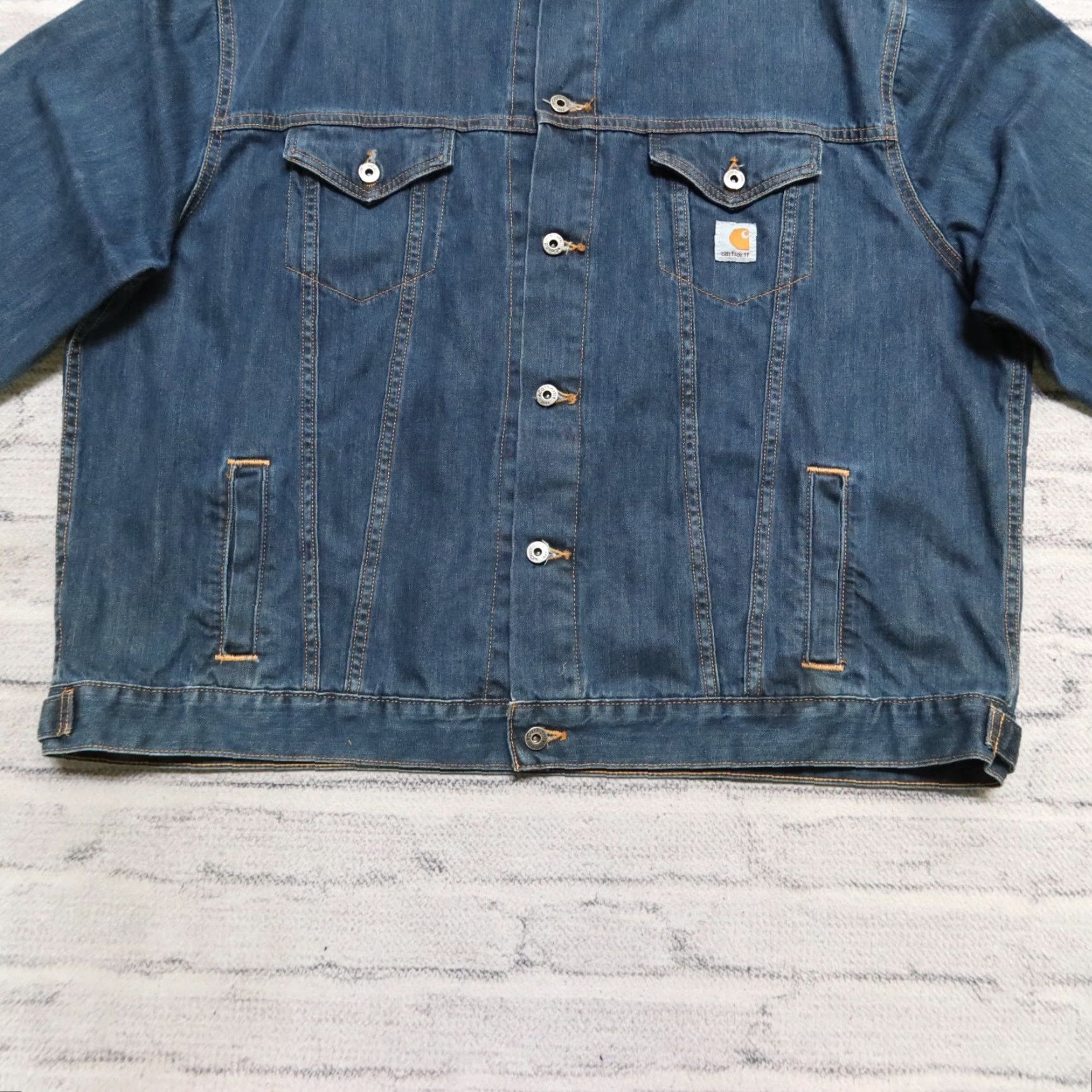Carhartt VINTAGE Carhartt Denim Trucker Jean Jacket Size 3XL Medium Wash Men Shirt 90s Mens Size US 39 - 3 Thumbnail